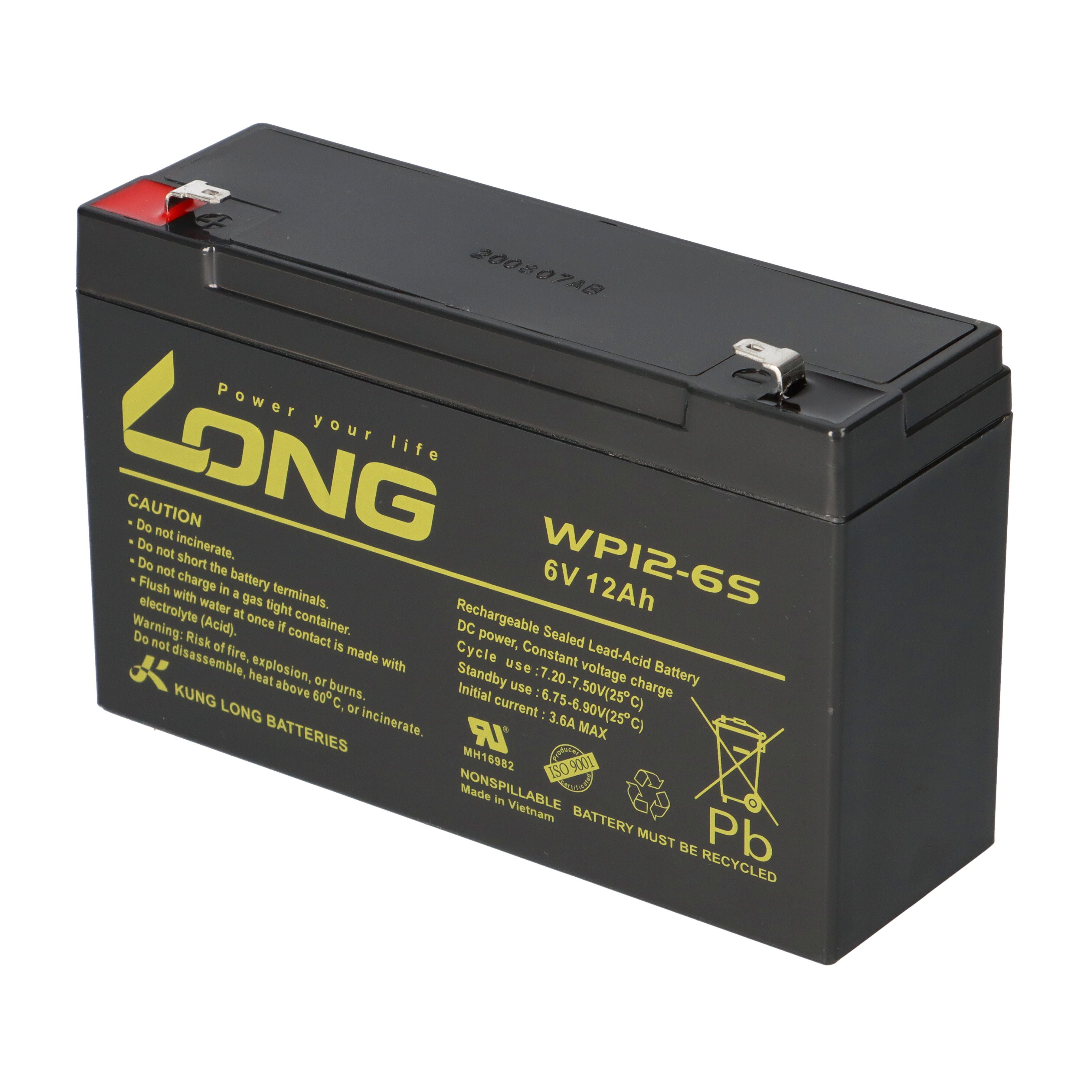 C12S 6V Battery kompatibel Bleiakkus Long lead Kung Blei C10S 10Ah Bleiakku AGM 12Ah