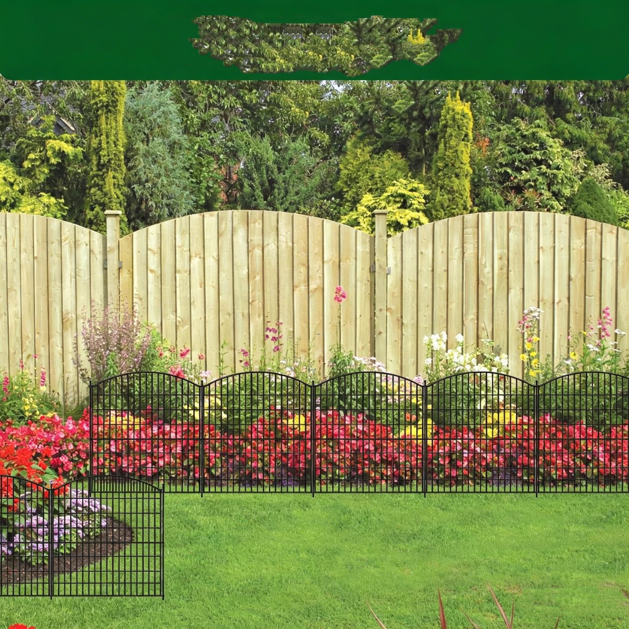 GarveeMore Gartenzaun Freien Stücke ohne Tür, Metall Gitterzaun aus Zaunelementen, (10-St) – Bild 5 von 5