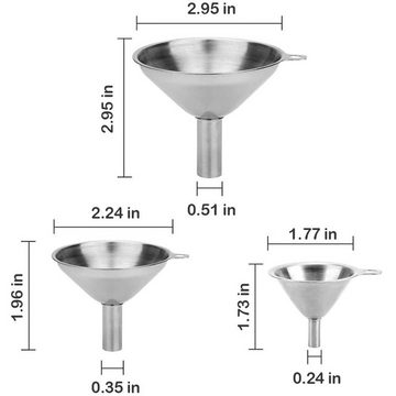 Atäsi Trichter Klein Edelstahl Küche Trichter mit 2-teiligen Reinigungsbürste, (5-tlg)