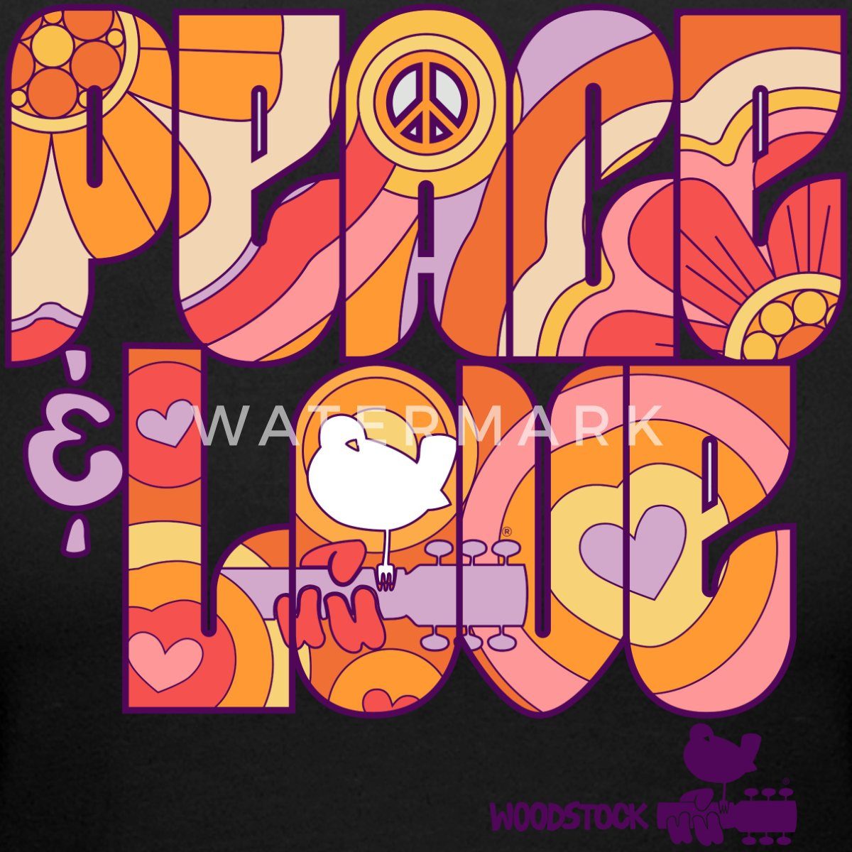 Spreadshirt T-Shirt Woodstock Peace Love Hippie günstig online kaufen