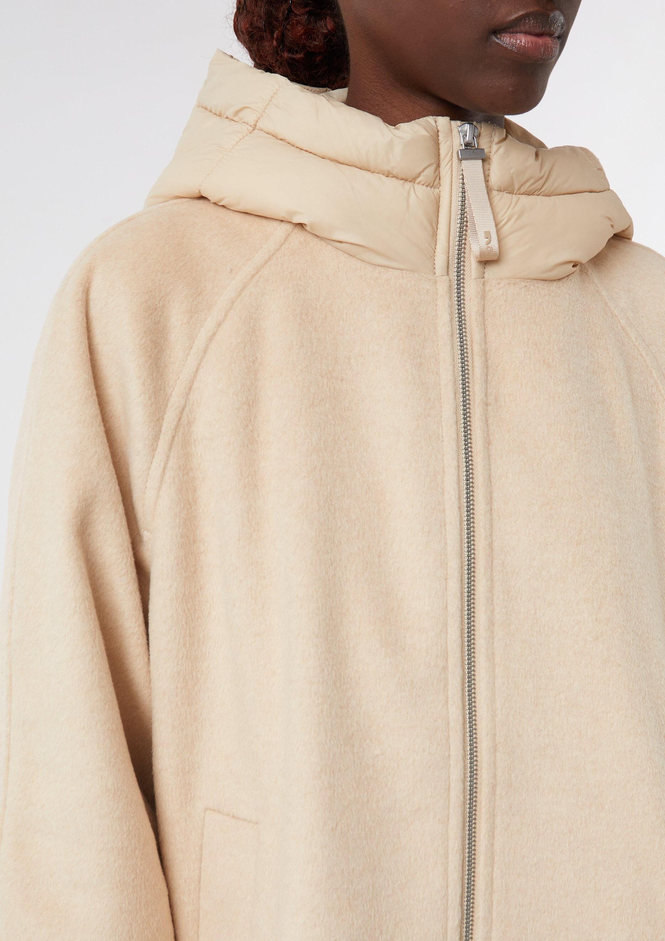 comma Funktionsjacke Outdoor-Jacke Cape-Jacke aus Wollmix mit Stepp-Details