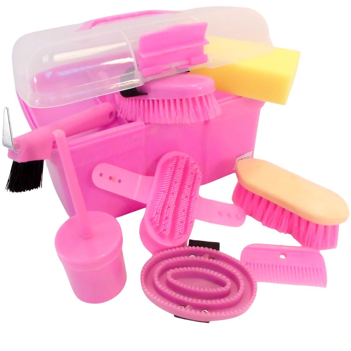 Kerbl Aufbewahrungsbox Pferdeputzset Kinder Putzkiste Rosa Putzset Putzzeug Koffer Kunststoff (8 St), Zubehör Komplettset