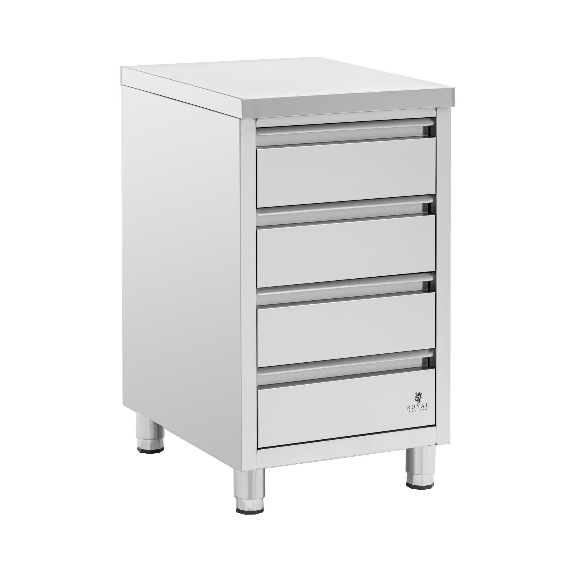 Royal Catering Vorratsschrank 60 x 50 x 87 cm Edelstahl Arbeitsschrank 4 Schubladen Gastro