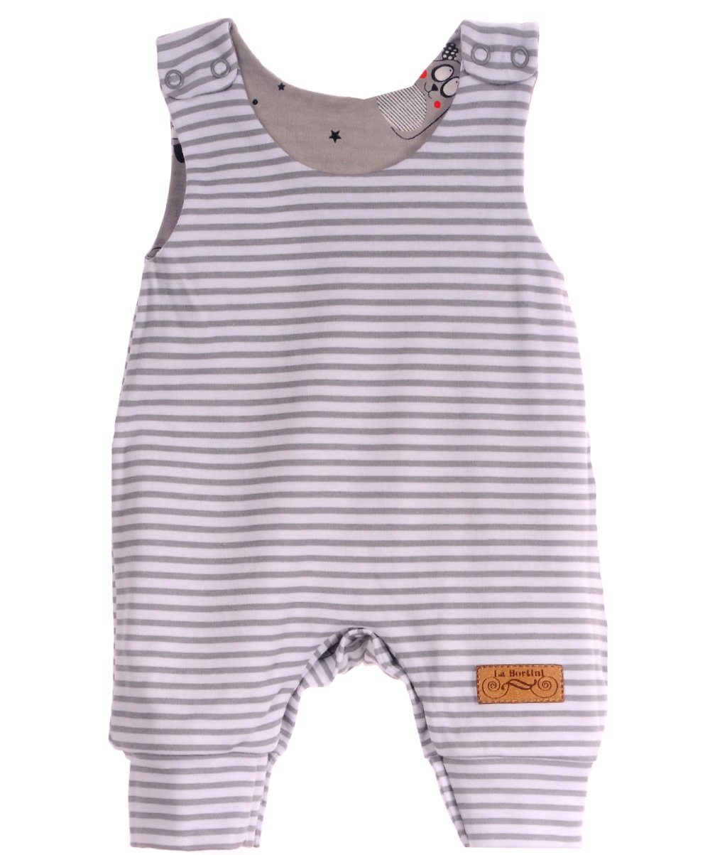 La Bortini Strampler Baby Strampler doppelseitig mit Wende Funktion in Grau gestreift aus reiner Baumwolle, 44 50 56 62 68