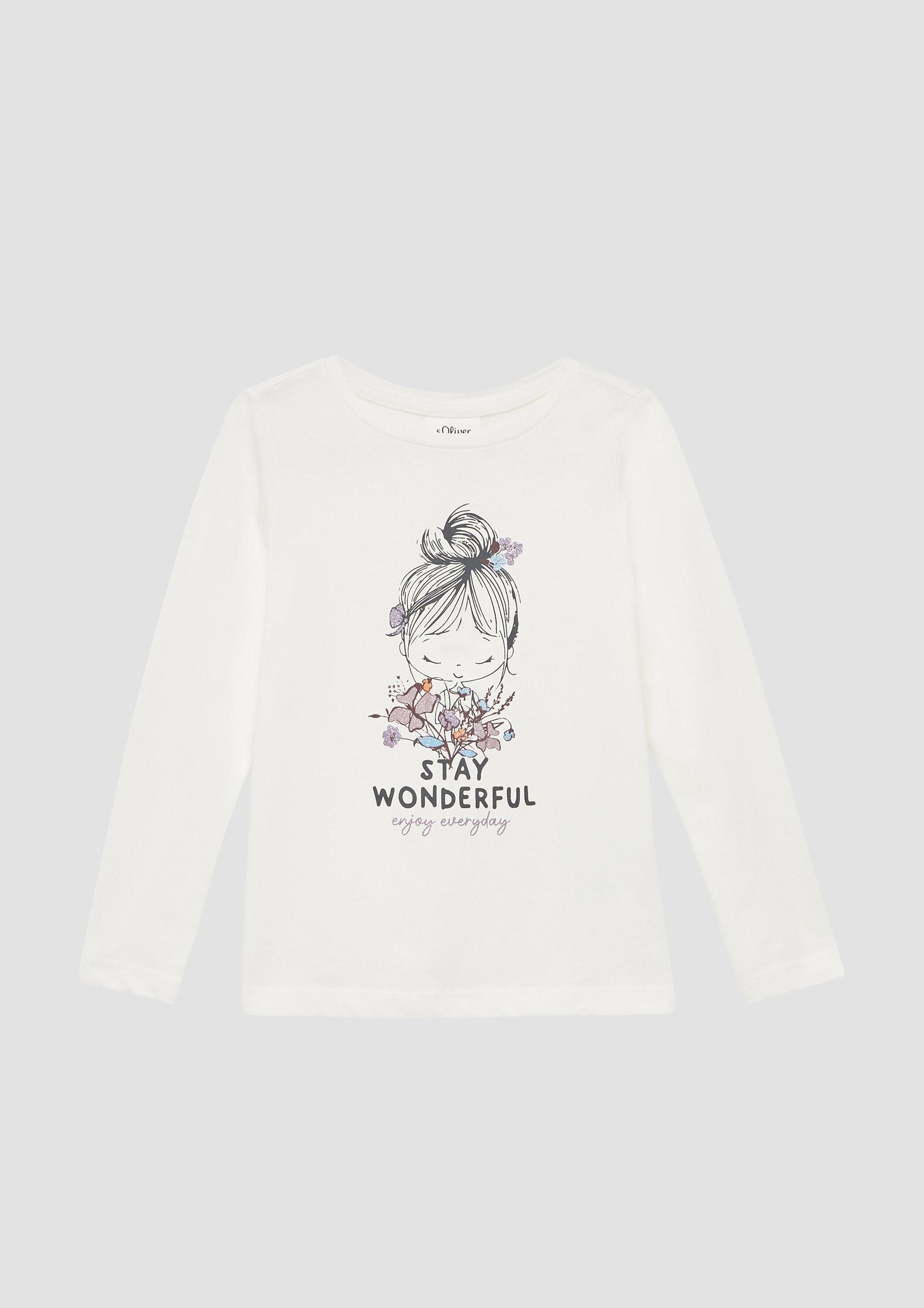 s.Oliver Langarmshirt T-Shirt Longsleeve mit Glitzerprint