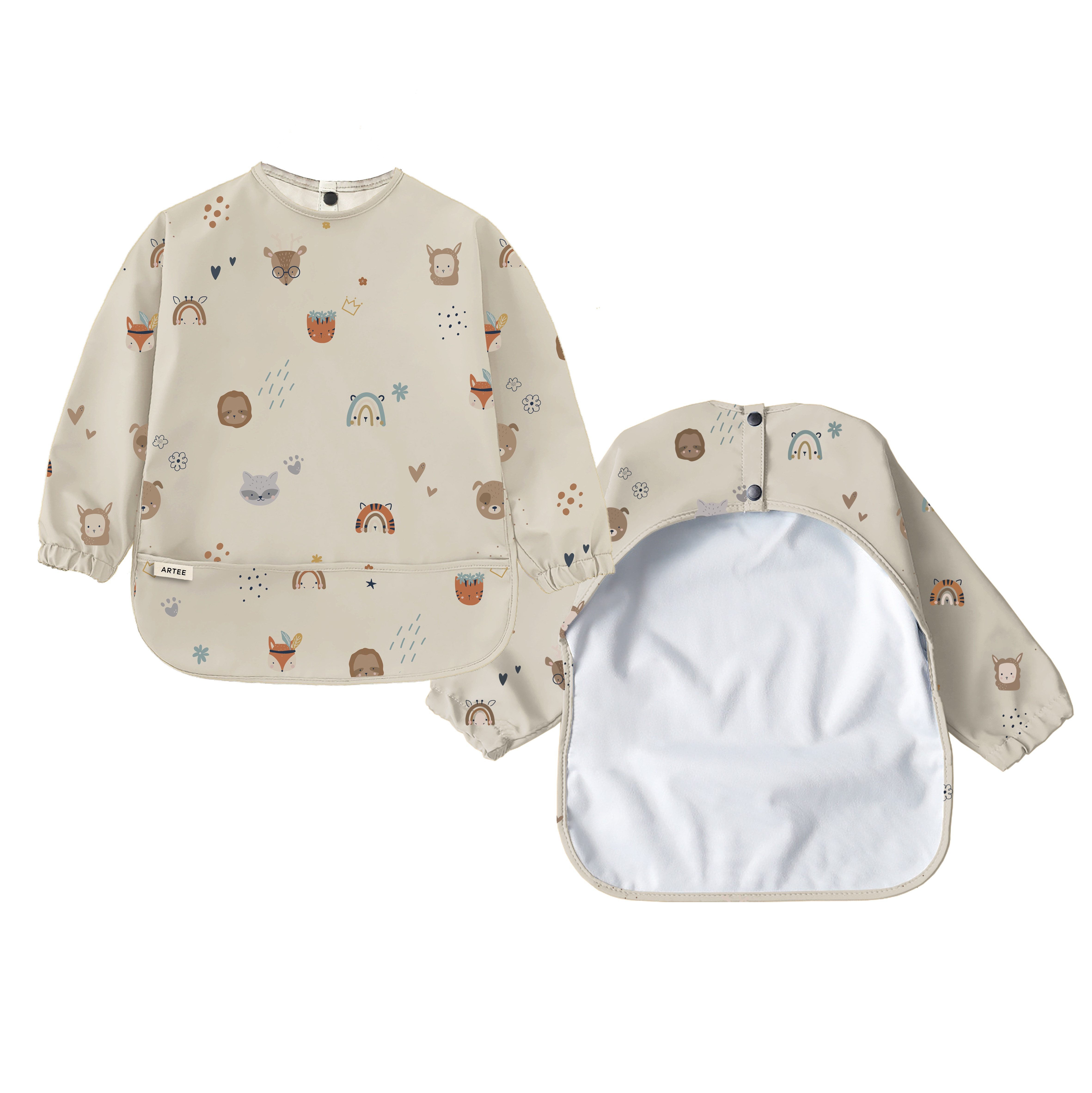 Artee Lätzchen Lätzchen mit Ärmeln und Auffangtasche in Größe M für 12-36 Monate