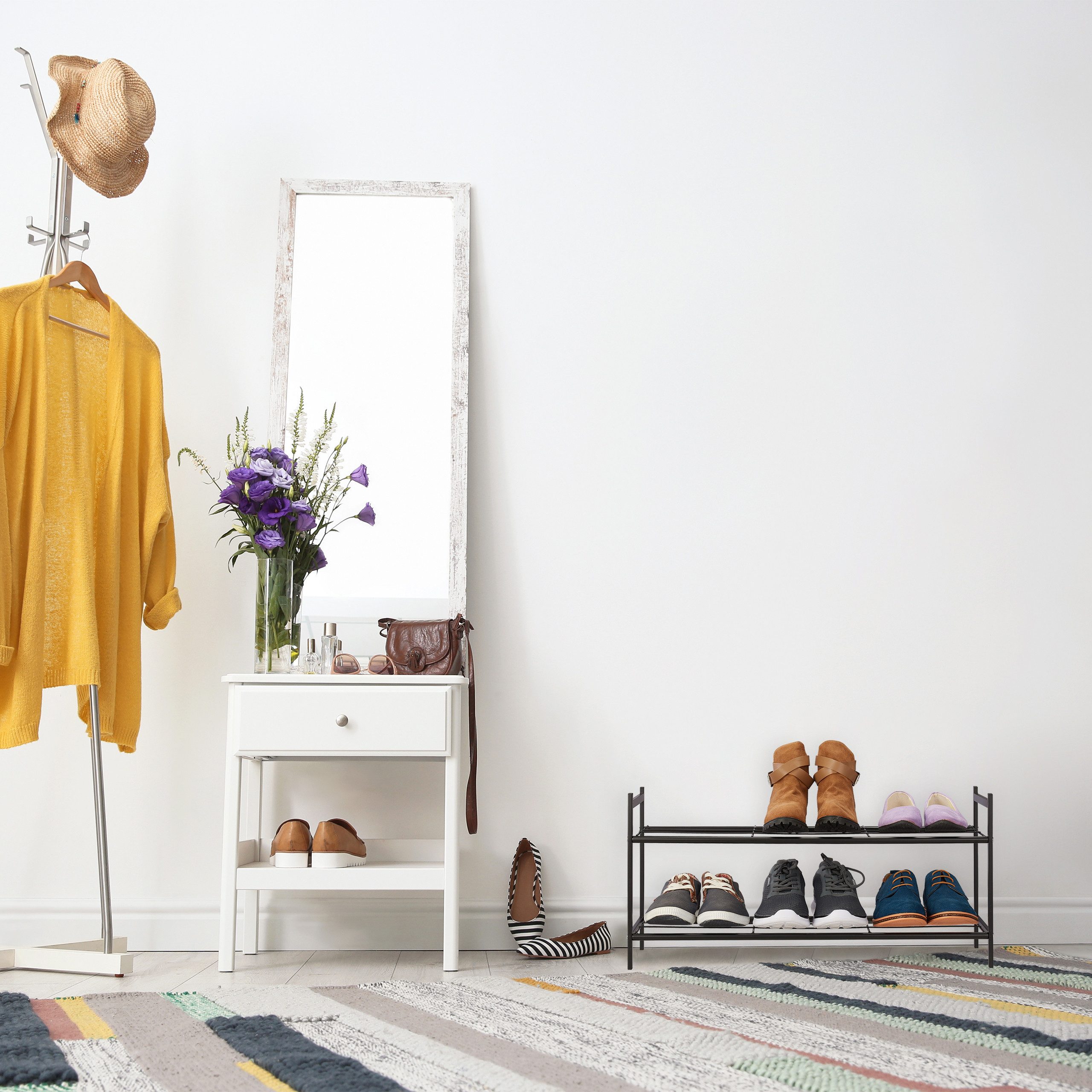 relaxdays Schuhregal Stapelbares Schuhregal 2 Ebenen, schwarz günstig online kaufen