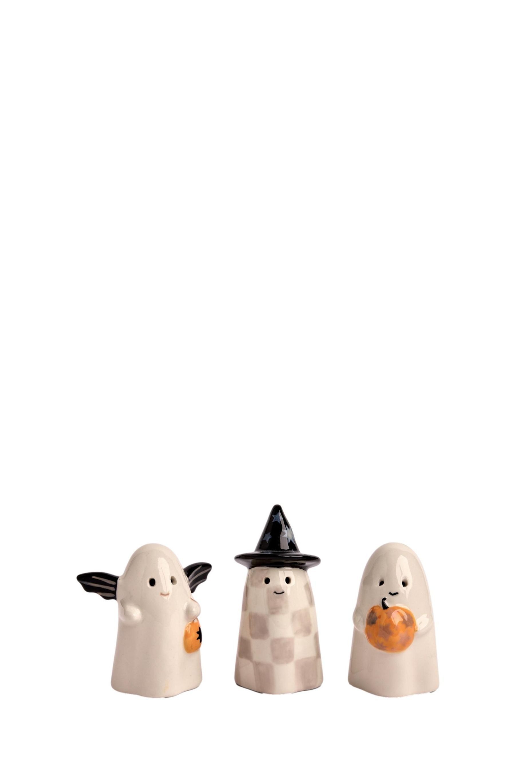 Dekoobjekt 3er-Pack Happy Halloween Keramikgespenster