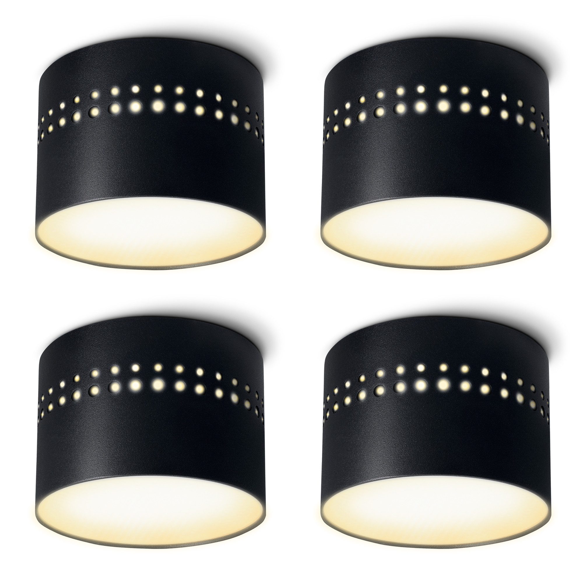 linovum LED Aufbaustrahler SUNEVA LED Aufbauspot schwarz rund indirektes Licht warmweiß 8W Lampe, Warmweiß