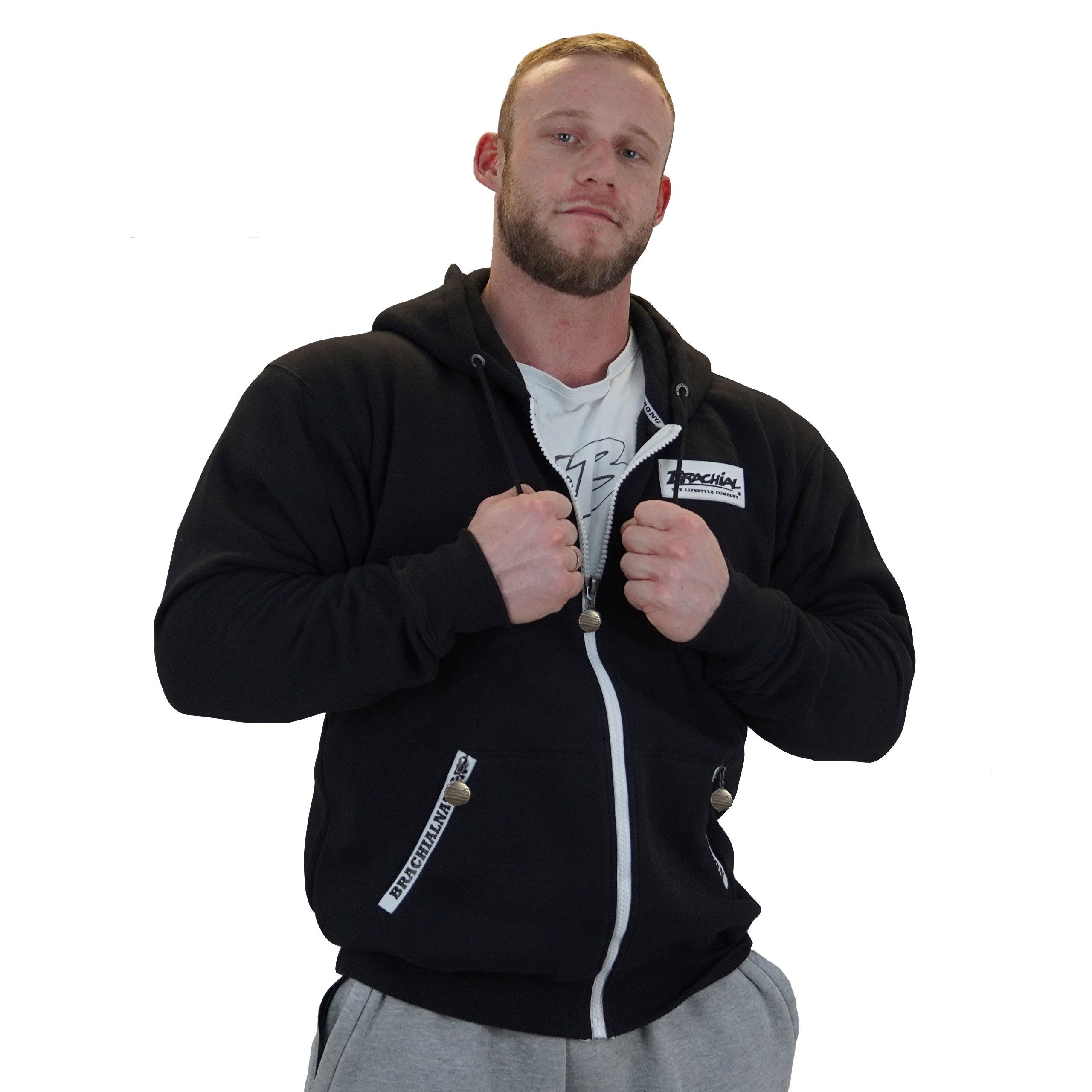 Kapuzensweatjacke Brachial Zip-Hoody "Rude" schwarz 3XL