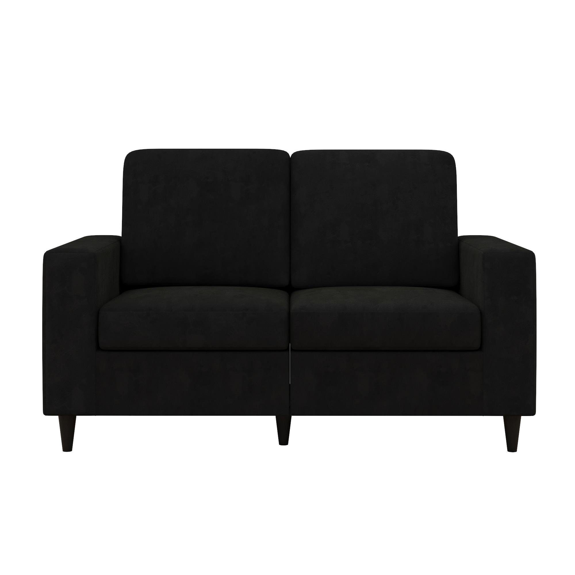 loft24 Sofa Cooper, in Bezug Länge 2-Sitzer schwarz cm Samtoptik, 152 Sofa, Holzbeine