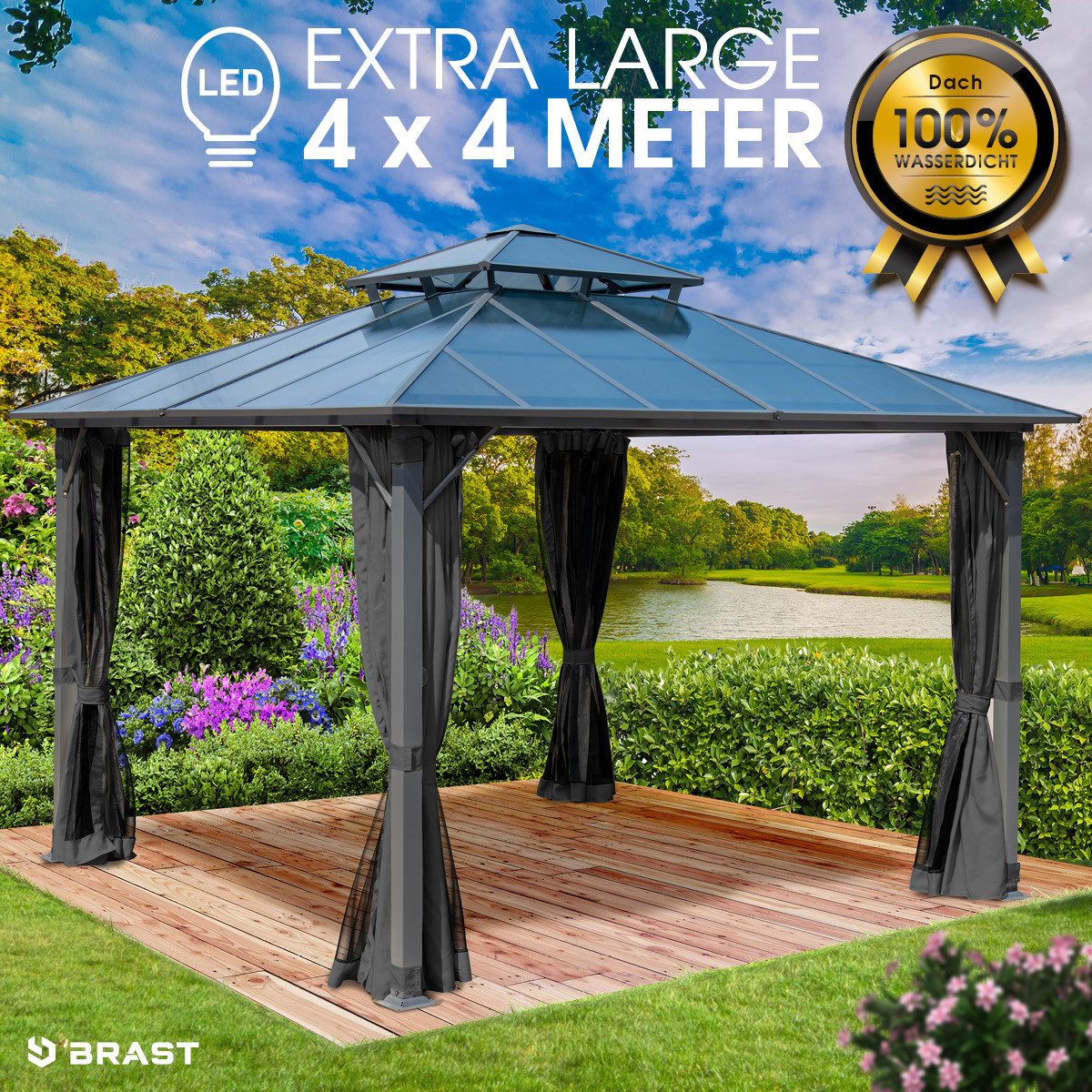 BRAST Pavillon Aluminium Pagode 4x4m inkl. günstig online kaufen