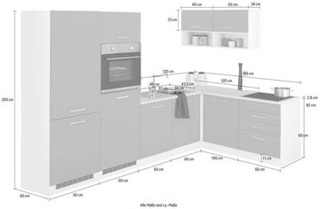 HELD MÖBEL Winkelküche Visby, ohne E-Geräte, 300x180 cm, für Kühl/Gefrierkombi und Geschirrspüler