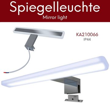 kalb Badspiegel Spiegel 80x40cm Klassik platingrau mit Spiegelleuchte 300mm