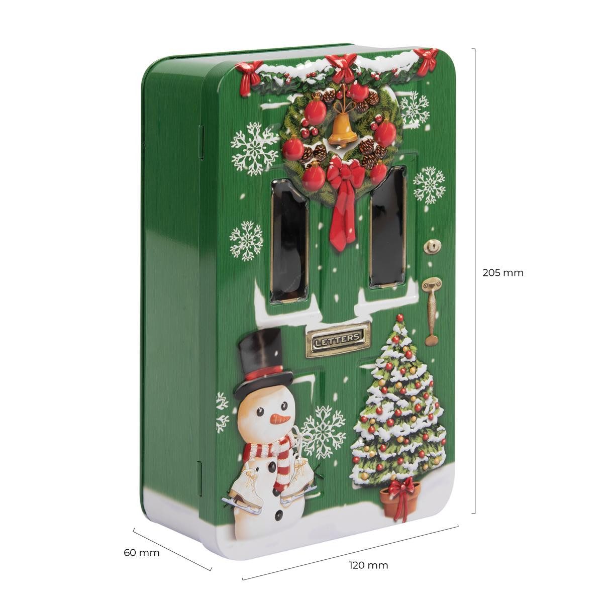 POWERHAUS24 Keksdose Blechdose weihnachtliche Haustür ca. 20,5 x 12 cm, Blech, (Einzelartikel)