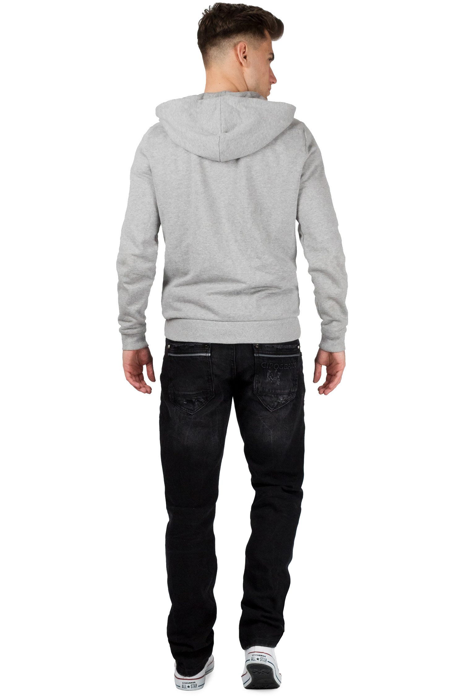 Cipo & Baxx Regular-fit-Jeans Herren Regular Fit Hose Stonewashed BA-CD104 (1-tlg) Destroyed-Look mit verstärkten Löchern und Used-Look