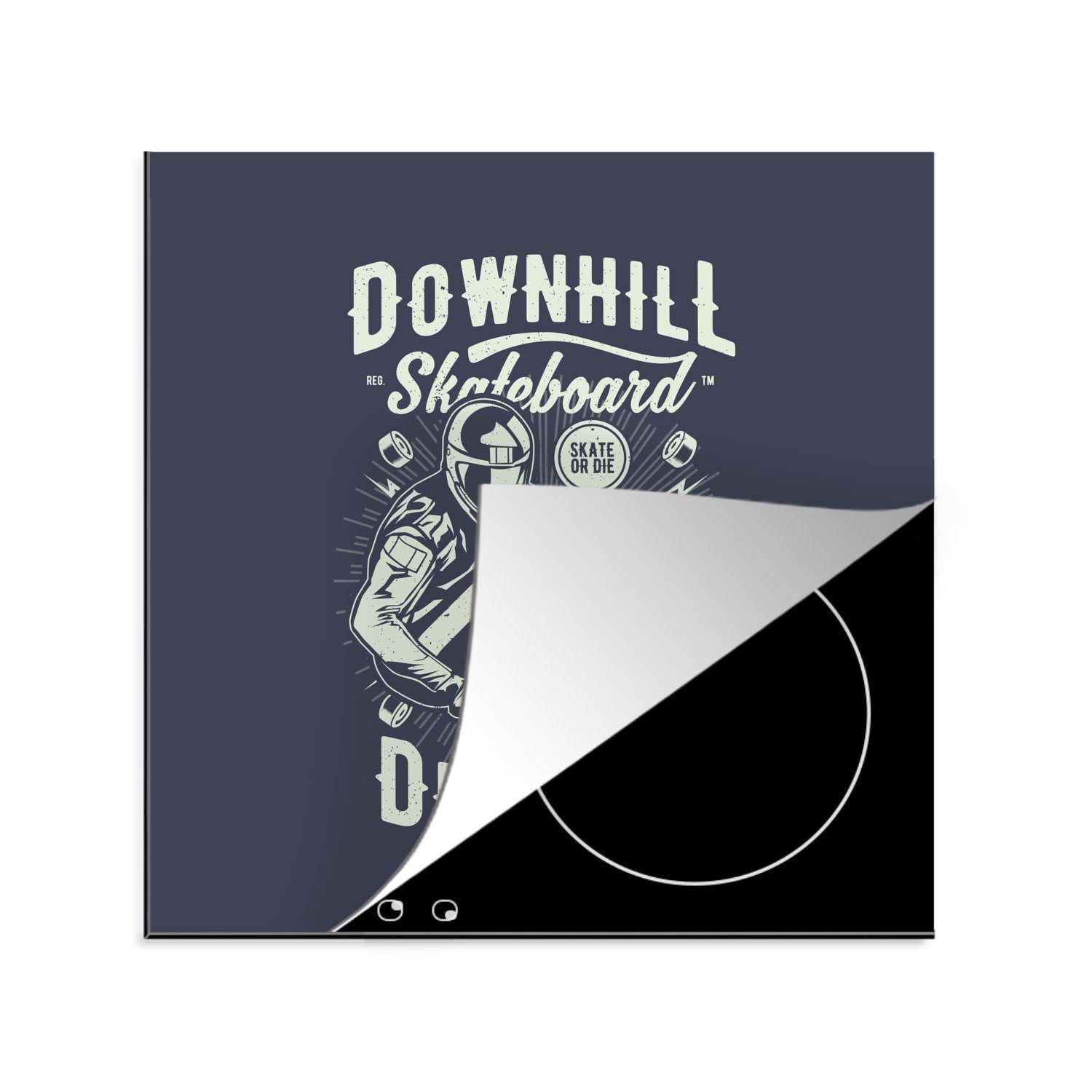 MuchoWow Herdblende-/Abdeckplatte Skateboard - Blau - Vintage, Vinyl, (1 tlg), 78x78 cm, Ceranfeldabdeckung, Arbeitsplatte für küche
