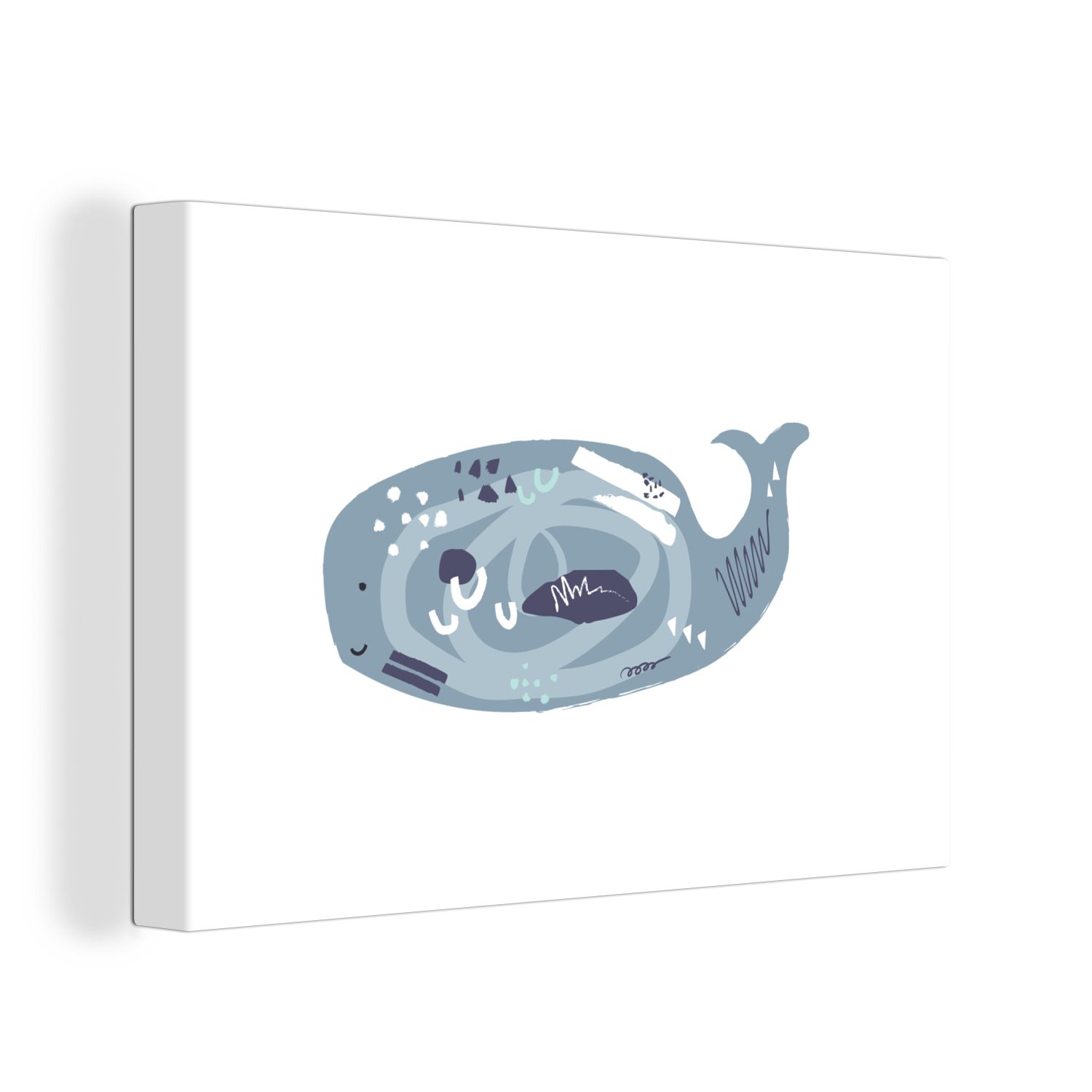 OneMillionCanvasses® Leinwandbild Wal - Grau - Pastell, (1 St), Wandbild Leinwandbilder, Aufhängefertig, Wanddeko, 30x20 cm