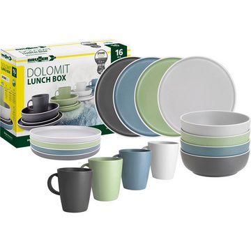 BRUNNER Geschirr-Set Melamin Geschirr Set Lunch Box Dolomit, Melamin, Resylin, Stone Touch Camping Teller 16tlg