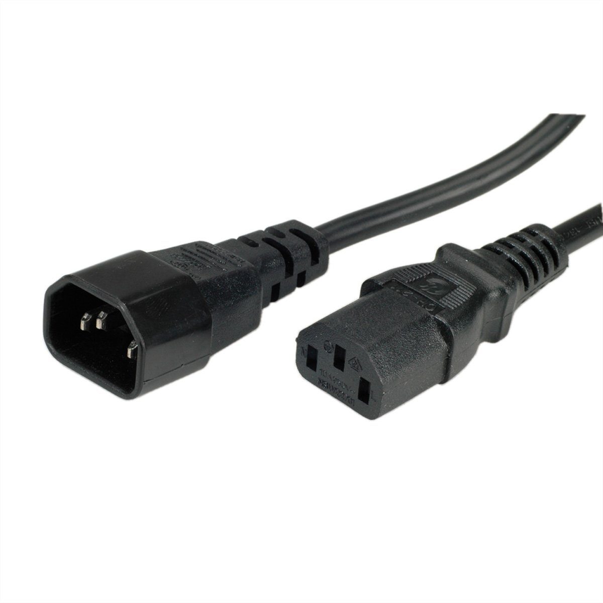 Kaltgeräte-Kabel 10A (250.0 IEC320 Männlich C14, 10A schwarz Bachmann (Stecker), (Buchse) C13, cm) Stromkabel, IEC320 Kaltgeräte, Weiblich 2,5m C13-C14 Kaltgeräte, IEC320