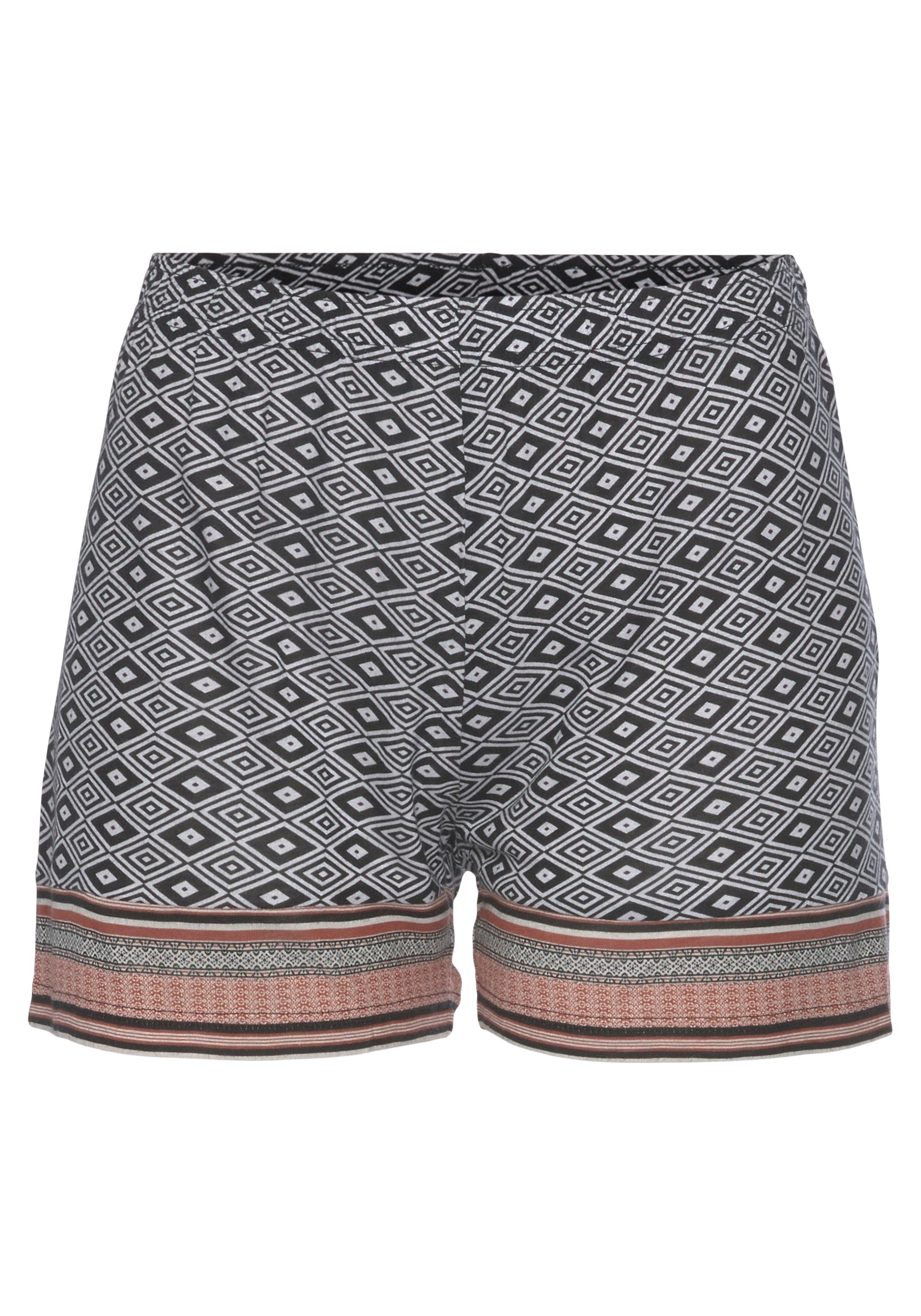 Vivance Dreams in schönem gemustert braun Schlafshorts Ethno-Design