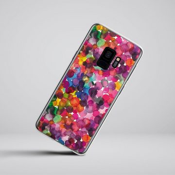 DeinDesign Handyhülle bunt Punkte Wasserfarbe Overlapped Watercolor Dots, Samsung Galaxy S9 Silikon Hülle Bumper Case Handy Schutzhülle