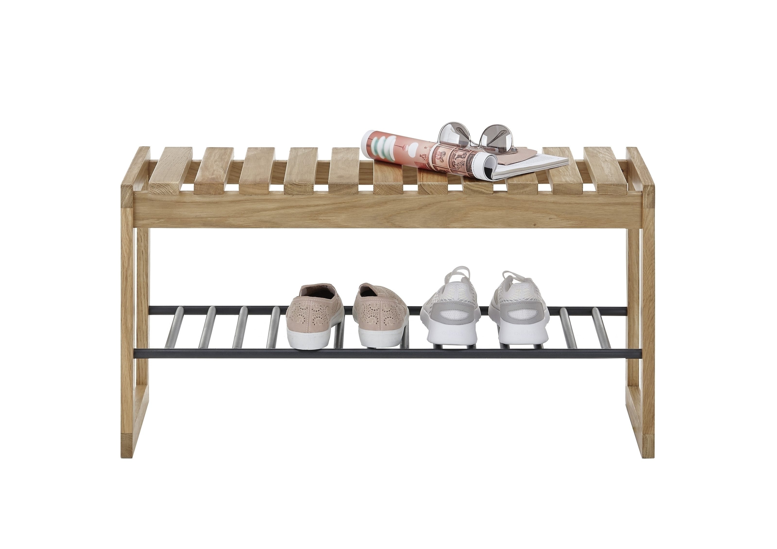 möbelando Garderoben-Set Bantry, (4-teilig) in Eiche / schwarz - 100x190x30 (BxHxT)