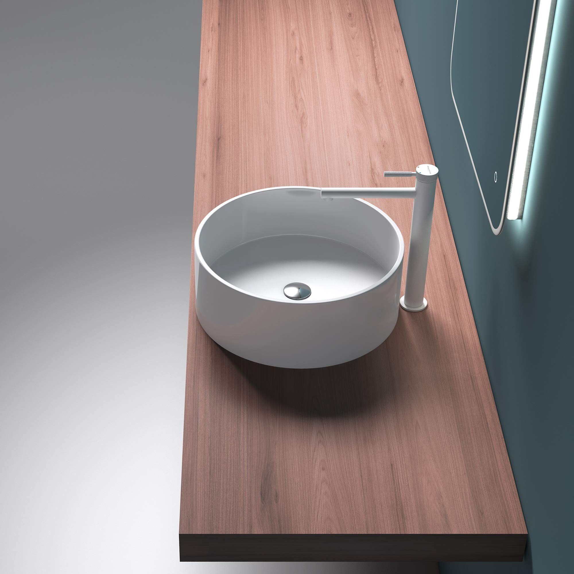 Mai & Mai Aufsatzwaschbecken Waschbecken Waschtisch rund Aufsatzwaschbecken Gussmarmor col804