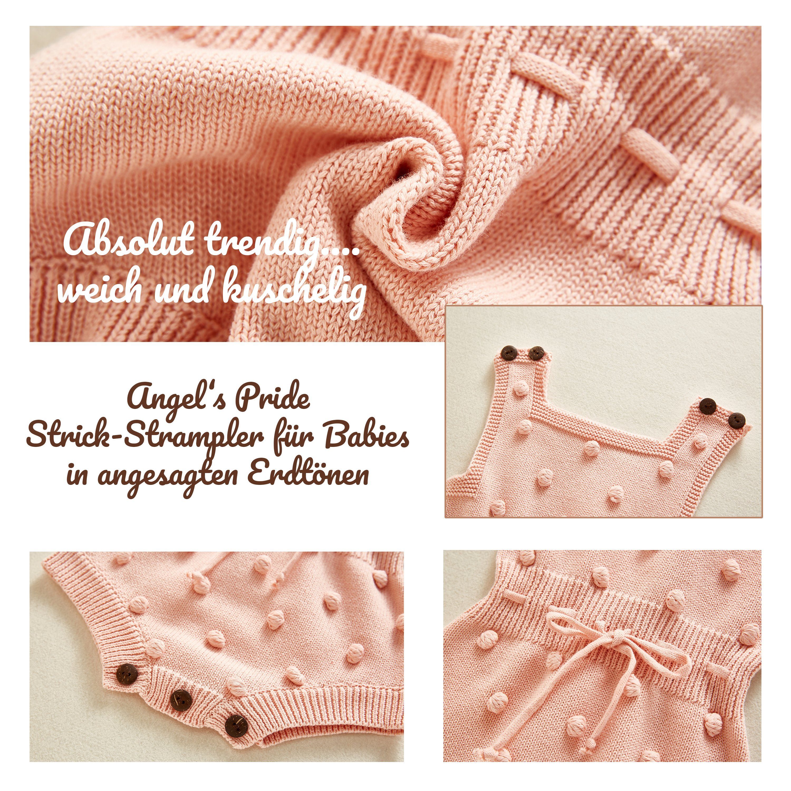 Kurzoverall Strick creme Design Baby in in Baumwolle Jumpsuit Strampler Mädchen für Baby Angel's aus tollem