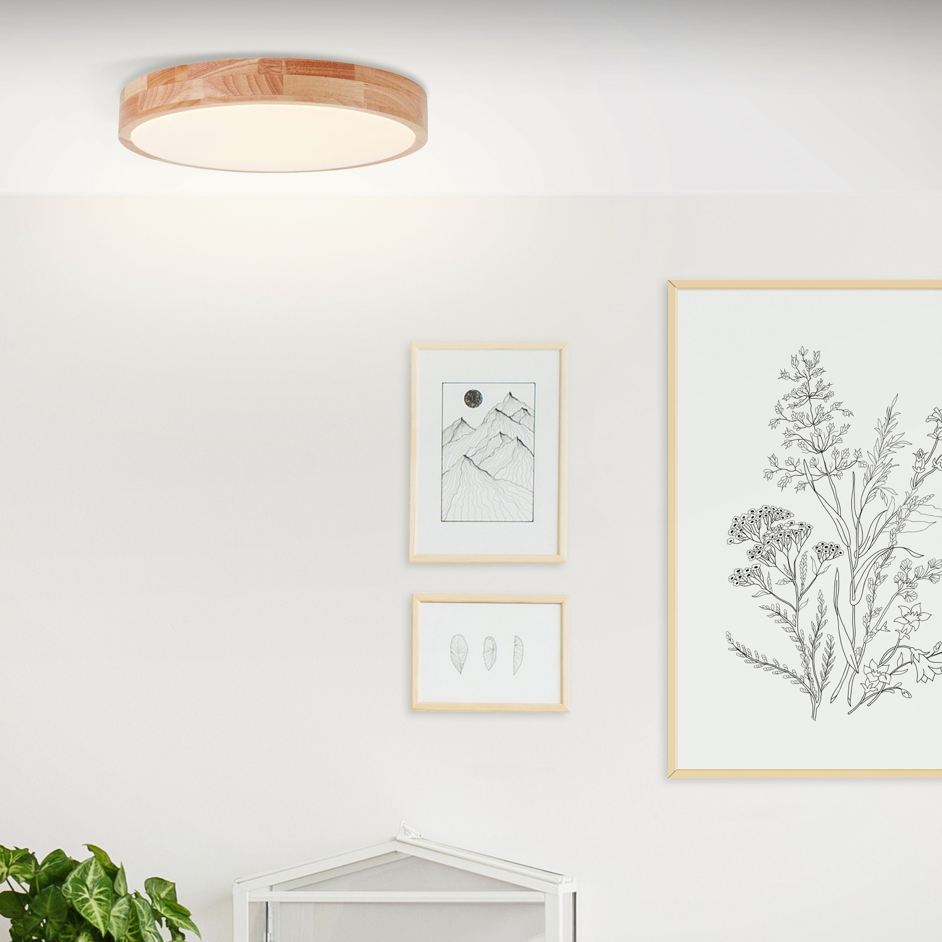 Brilliant Deckenleuchte Slimline, LED wechselbar, Warmweiß, LED Wand- und Deckenlampe 39cm holz hell/weiß