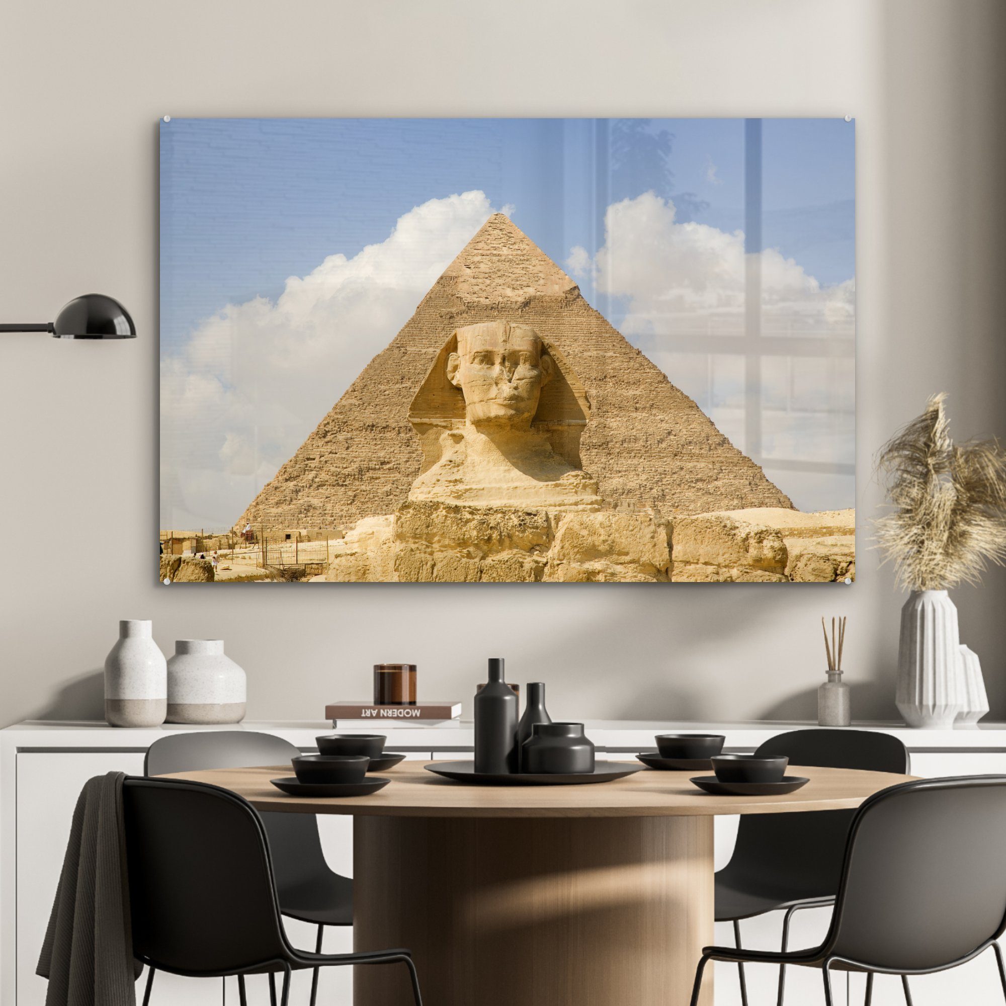 Tageslicht, & Wohnzimmer Gizeh bei Sphinx Acrylglasbilder von MuchoWow Pyramide St), Acrylglasbild Schlafzimmer und (1