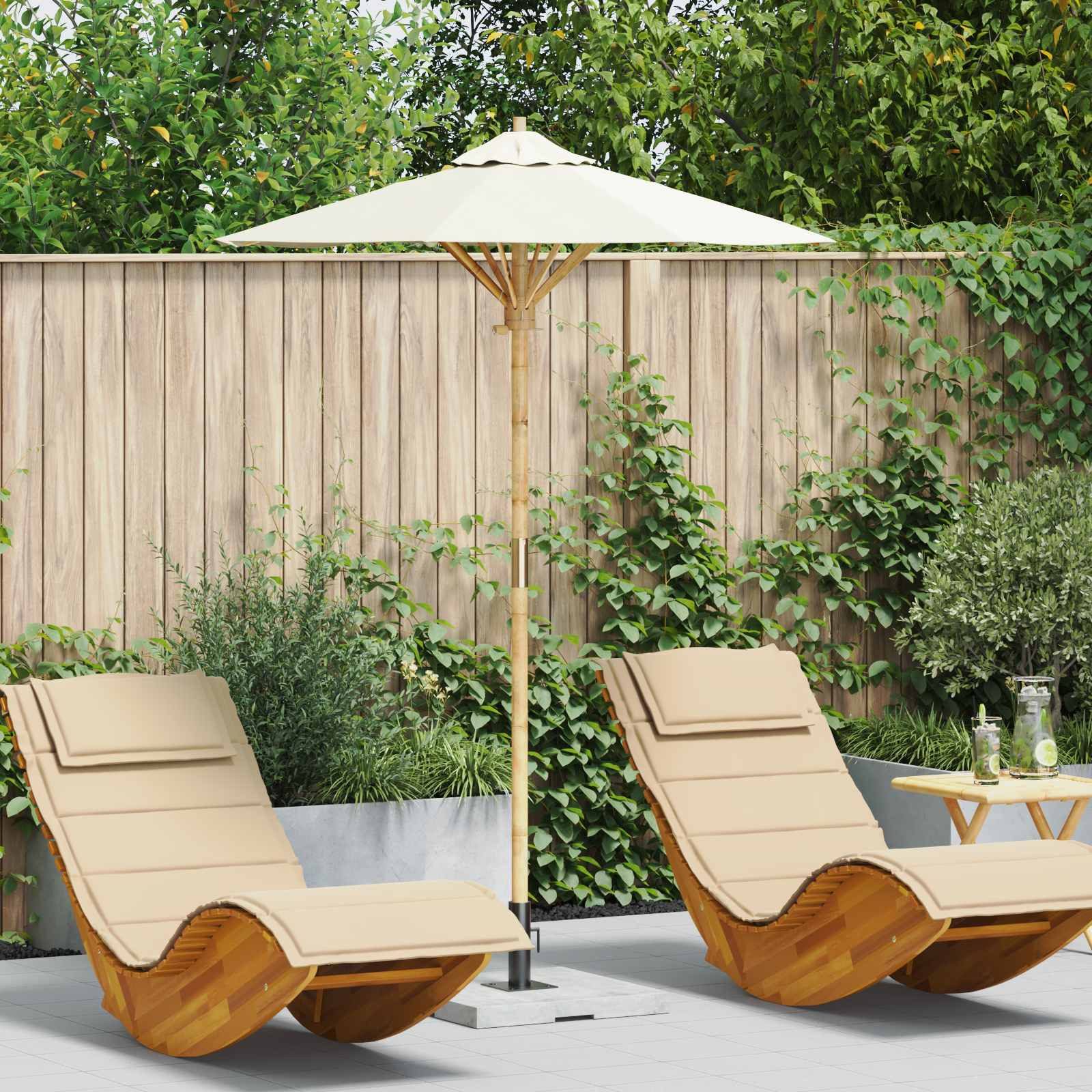 vidaXL Sonnenschirm Garten-Sonnenschirm Cremeweiß Ø 150 x 210 cm Bambus