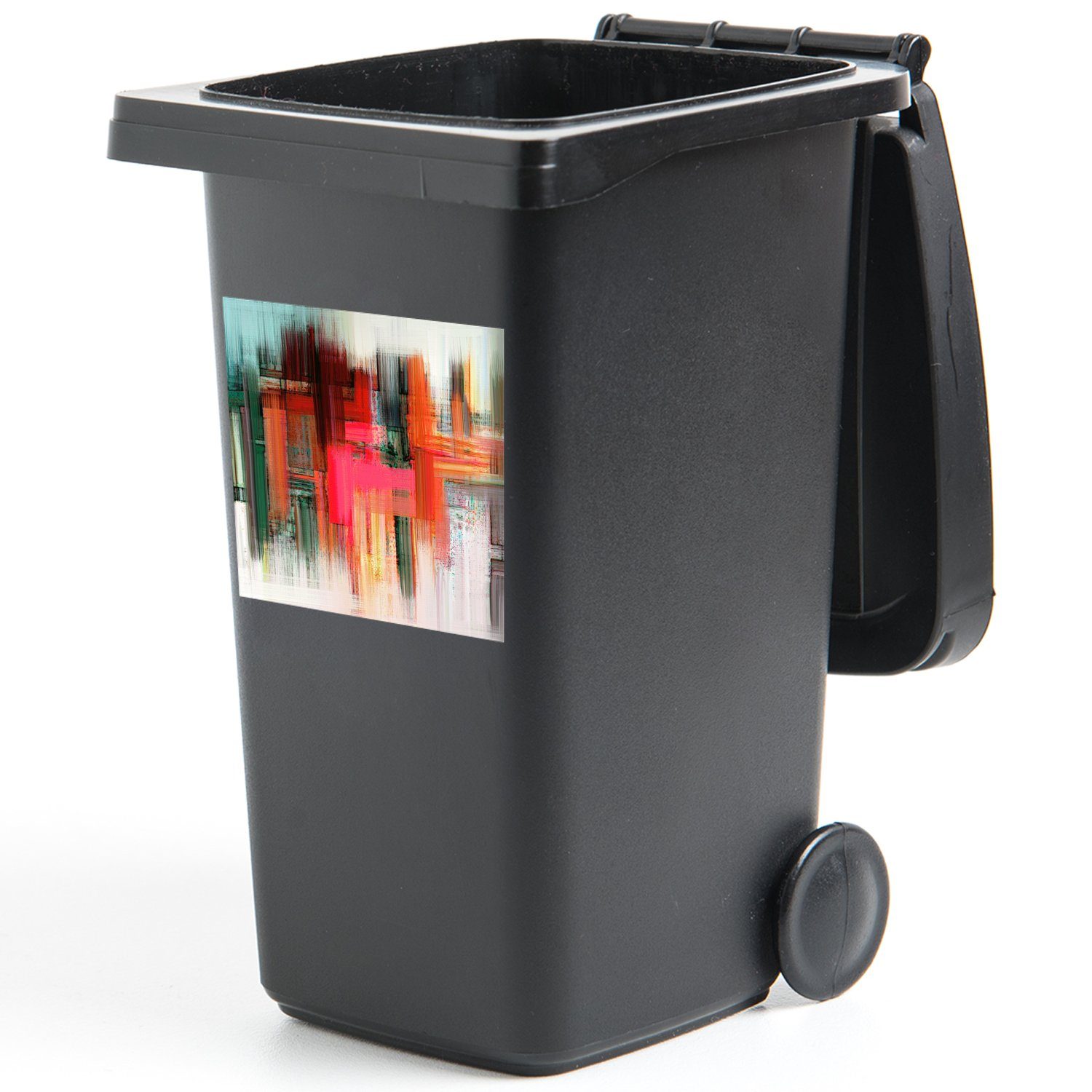 (1 Ölgemälde Abfalbehälter Sticker, - St), Container, Abstrakt Mülleimer-aufkleber, Wandsticker MuchoWow Mülltonne,