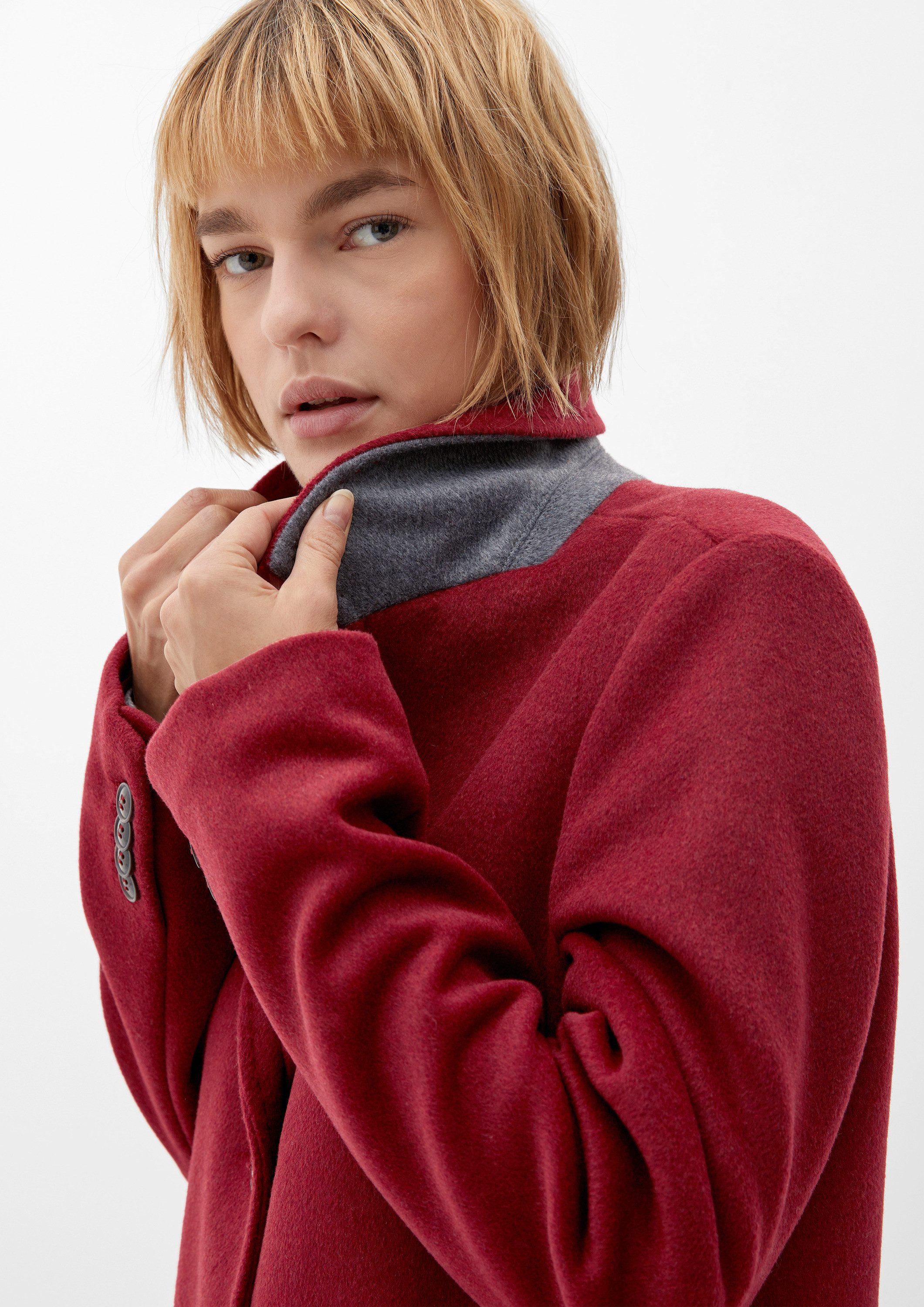 s.Oliver Funktionsmantel Outdoor-Mantel Wollmix-Mantel mit Reverskragen