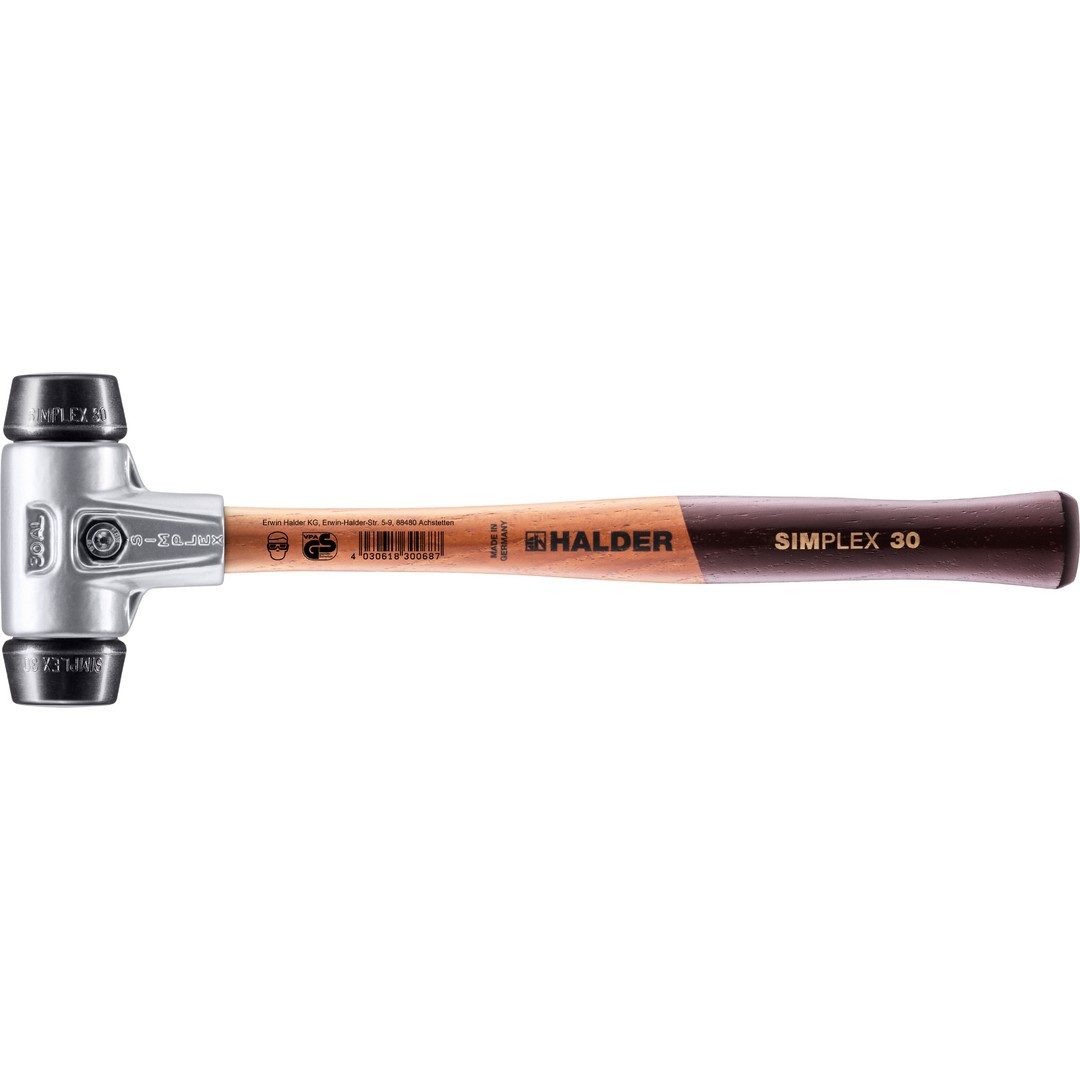Gummihammer HALDER SIMPLEX Schonhammer Ø 30 mm Gummi mit Aluminiumgehäuse