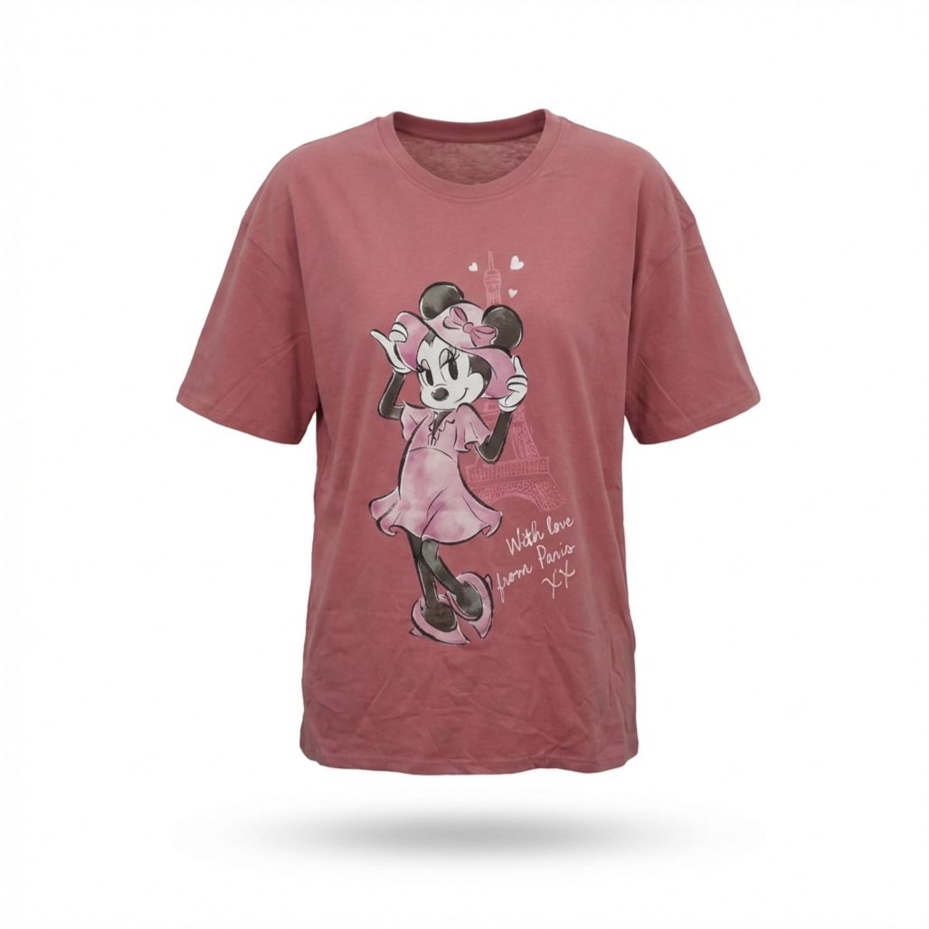 Disney Pyjamaoberteil Disney Minnie Maus Damen kurzarm Schlafshirt S-XL 100% Baumwolle