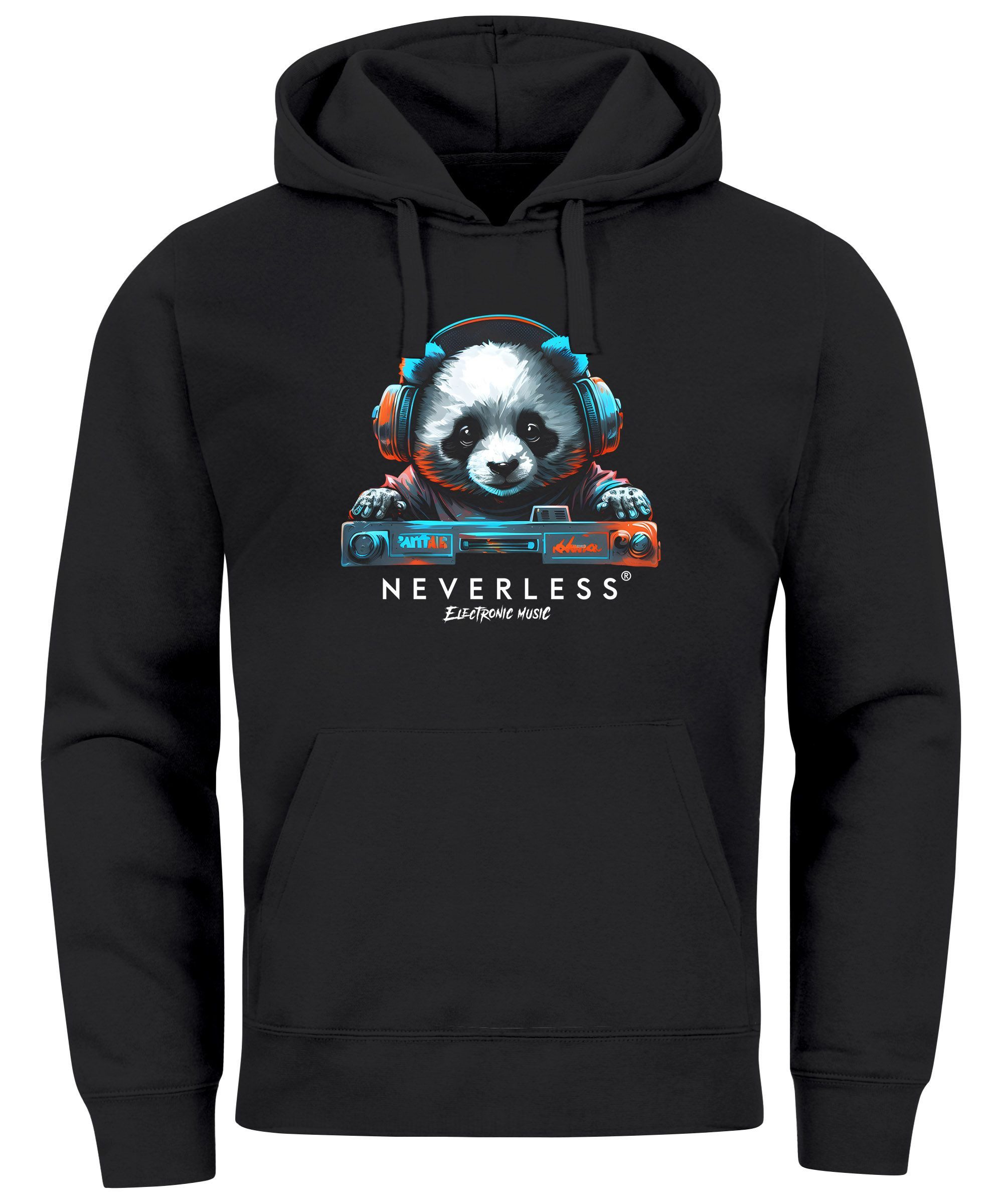 Neverless Hoodie Hoodie Herren Print Panda Bär Aufdruck Musik Techo Print F günstig online kaufen