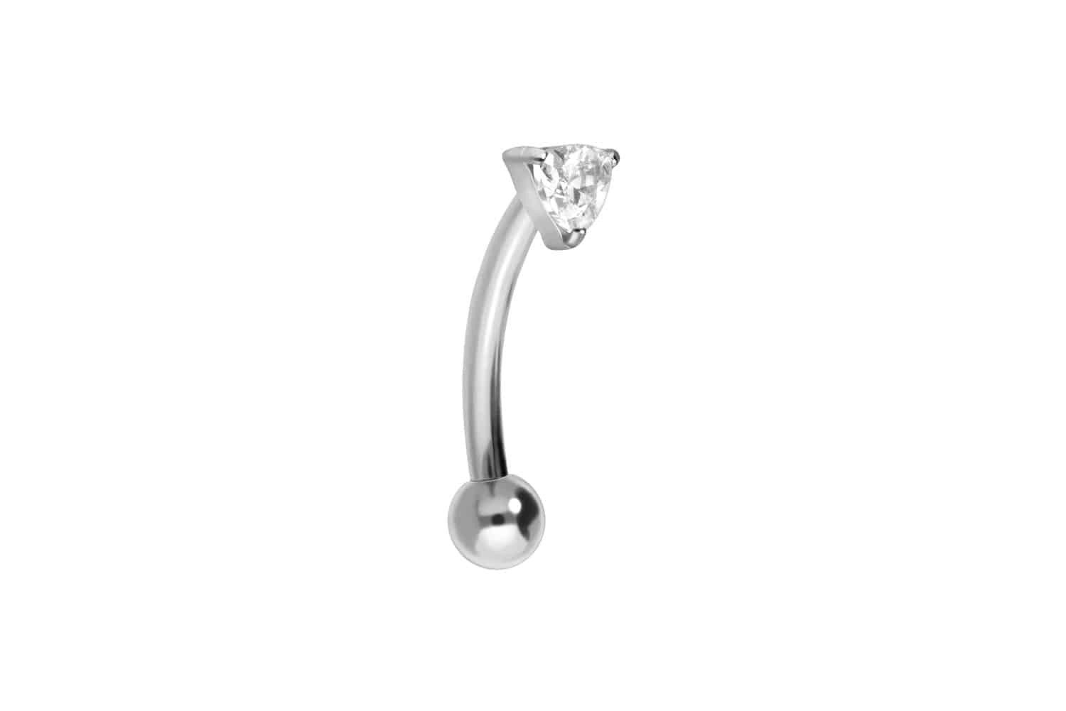 Bauchnabelpiercing Titan Banane mit Push Fit EINGEFASSTES KRISTALLDREIECK