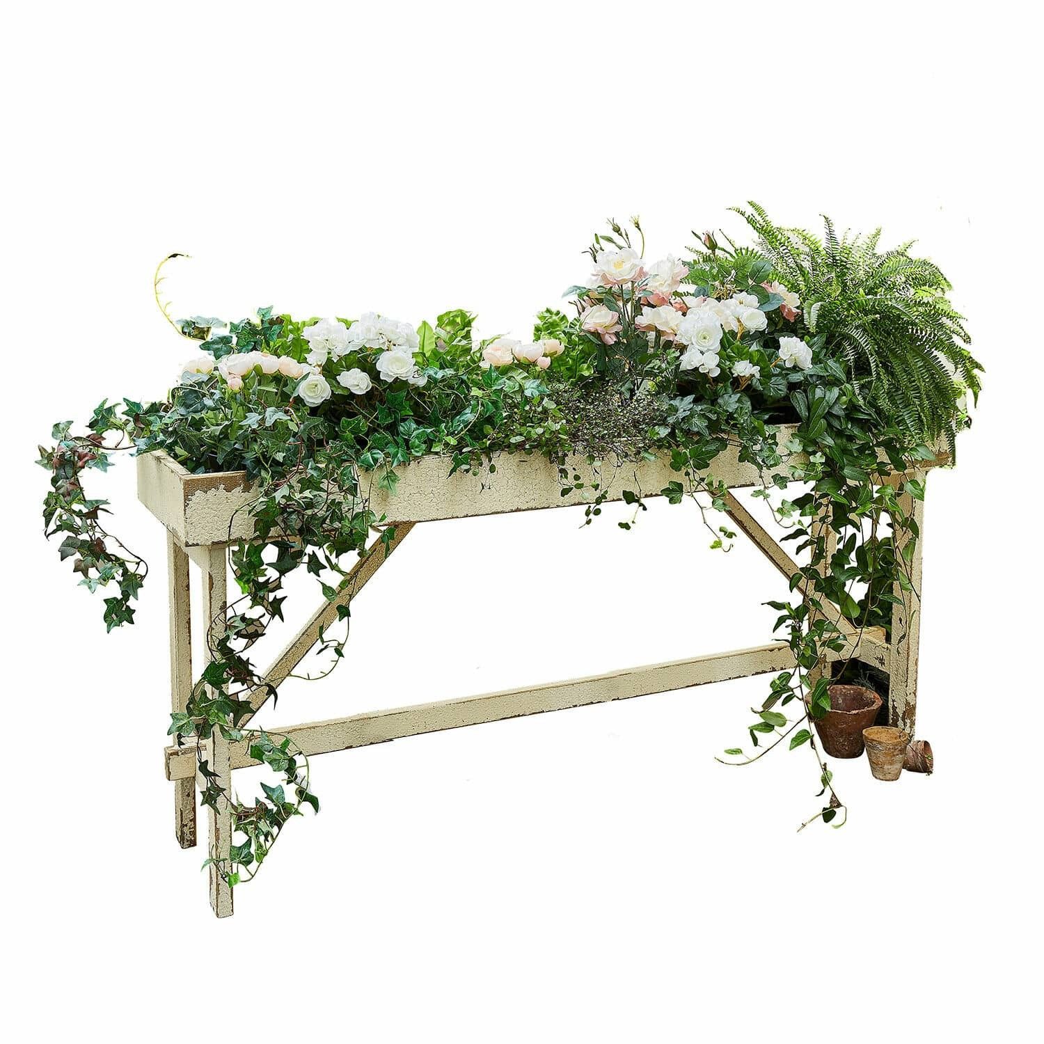 Mirabeau Pflanztisch rustikales Hochbeet Broome aus Kiefernholz mit Antik-Finish antikweiß (wetterfest, rückenschonend bepflanzbar), Pflanzkasten, aus Kiefern- & Tannenholz, B 142cm, H 68cm, T 36cm