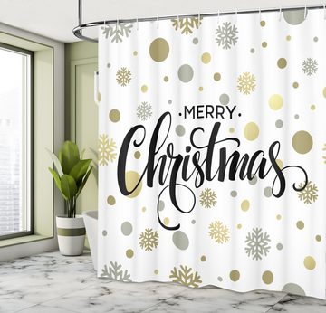 Abakuhaus Duschvorhang Moderner Digitaldruck mit 12 Haken auf Stoff Wasser Resistent Breite 175 cm, Höhe 180 cm, Weihnachten Merry Xmas Snowflake