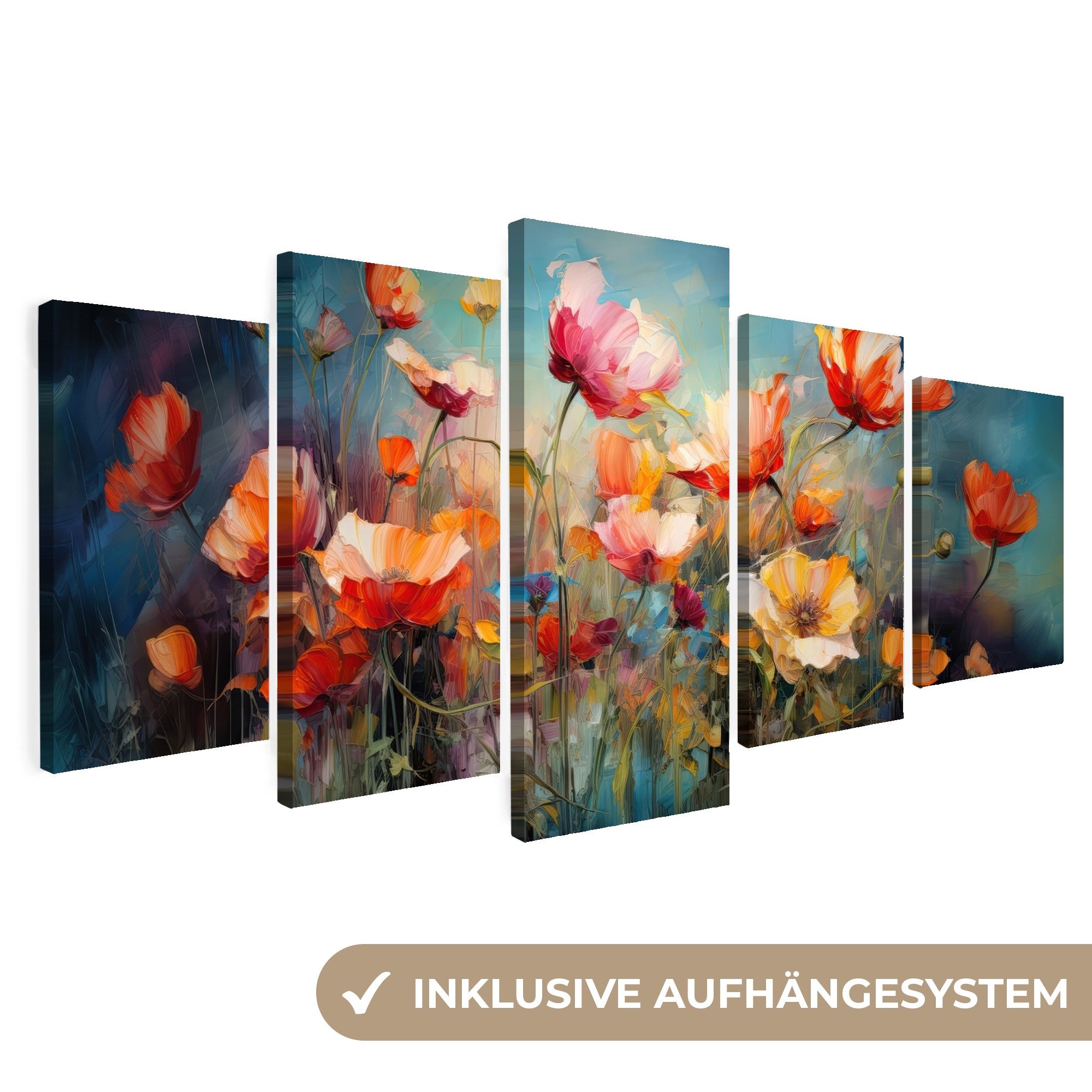 MuchoWow Leinwandbild Blumen - Bunt - günstig online kaufen