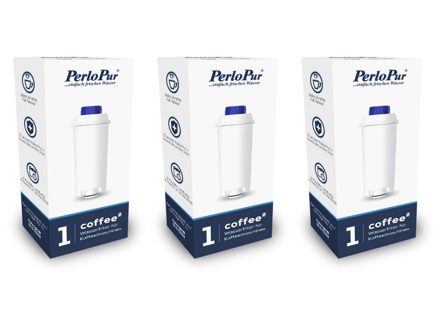 PearlCo Kalk- und Wasserfilter Coffee² Pack 3 komp. mit Delonghi Filter DLSC002 Kaffeevollautomaten, Zubehör für Kaffeemaschinen der ECAM, ETAM sowie ESAM Serie
