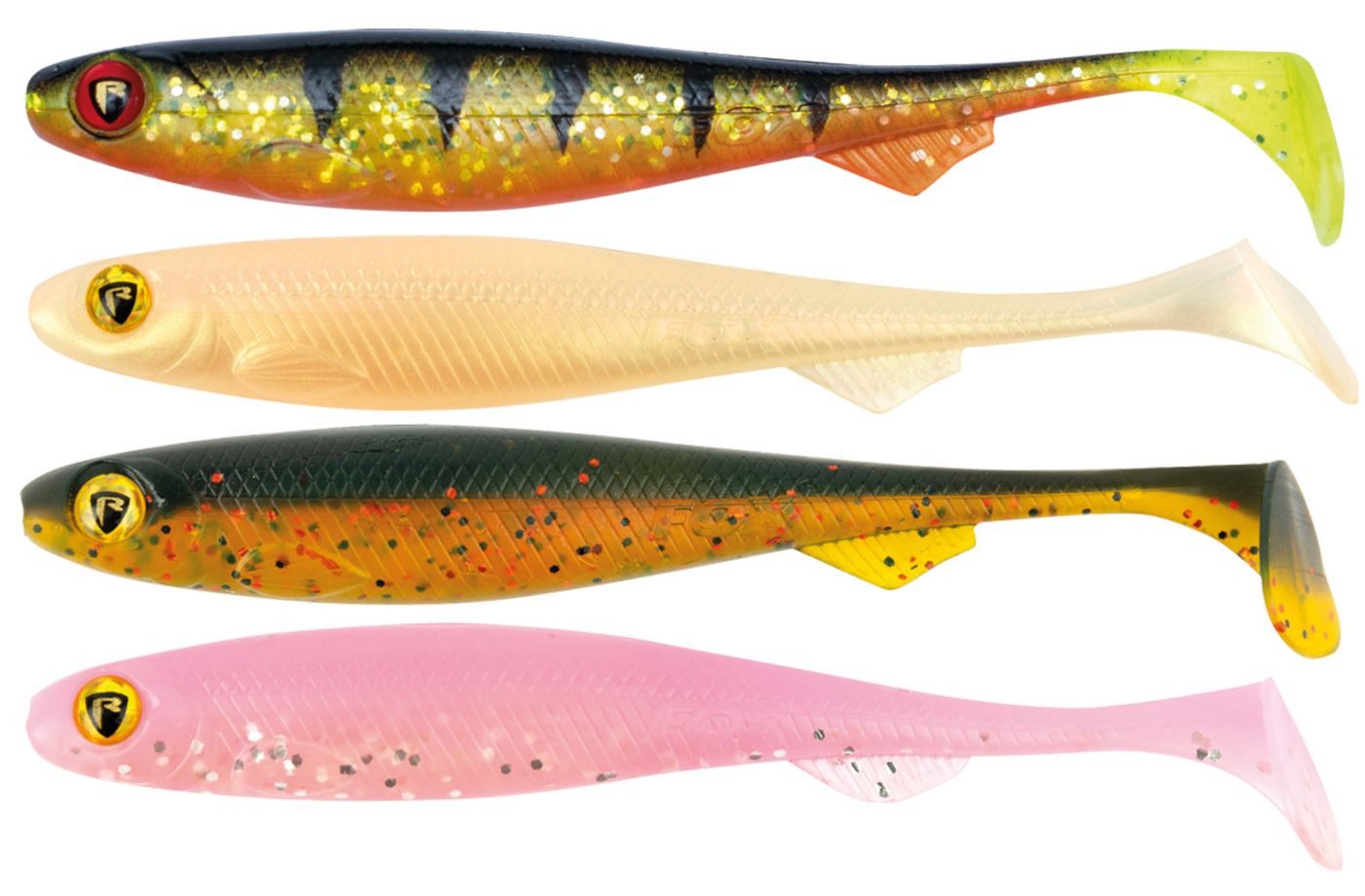 Kunstköder Fox Rage UV Slick Shad Mixed Colour Pack - 4 Gummifische