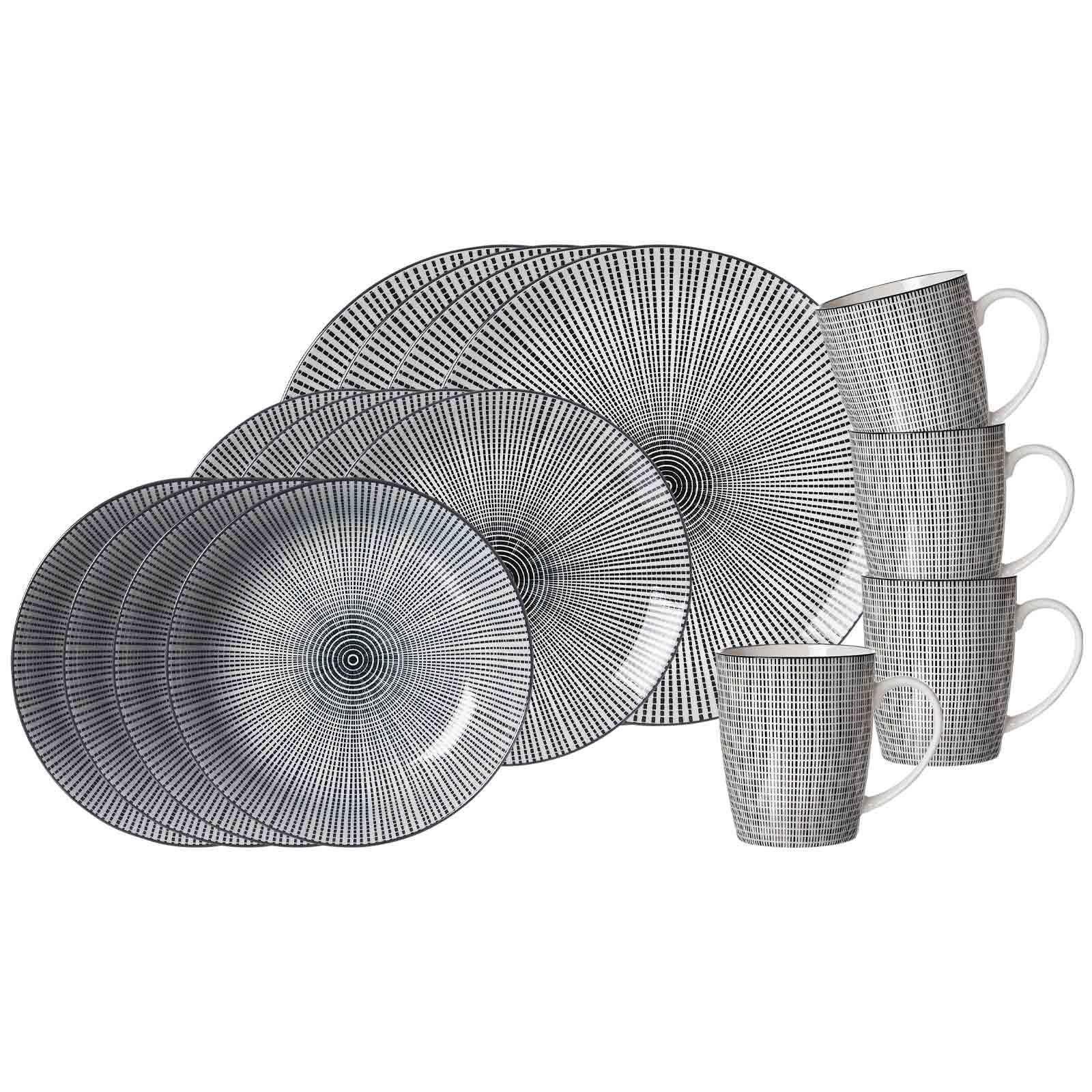 Ritzenhoff & Breker Kombiservice Takeo Stripes Kombiservice 16-tlg. (16-tlg), 4 Personen, Porzellan