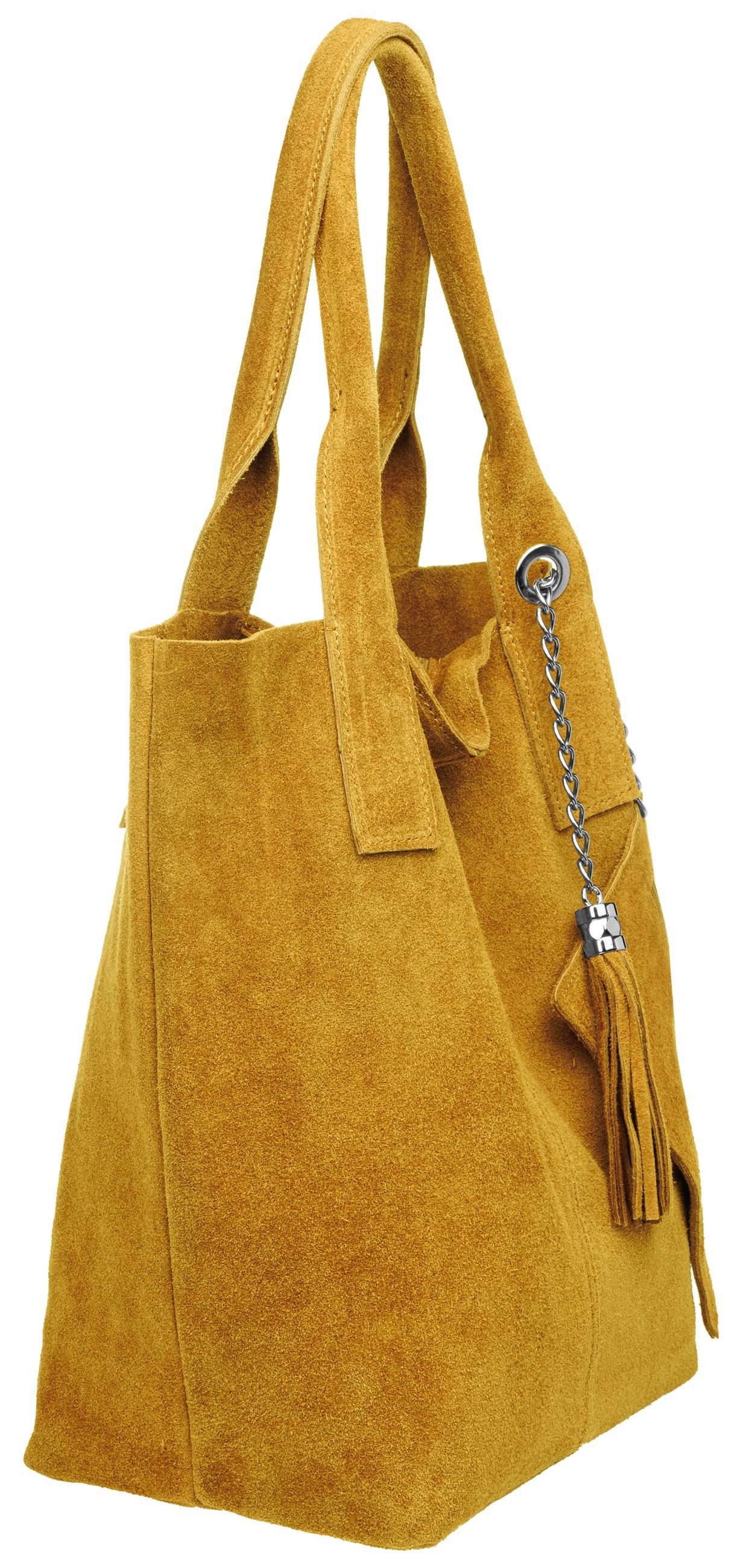 Caspar Schultertasche große Wildleder Shopper Damen günstig online kaufen