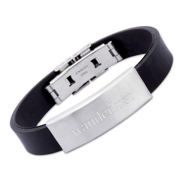 JEWLIX Edelstahlarmband Kautschuk Armband mit matter Edelstahlplatte - B5130