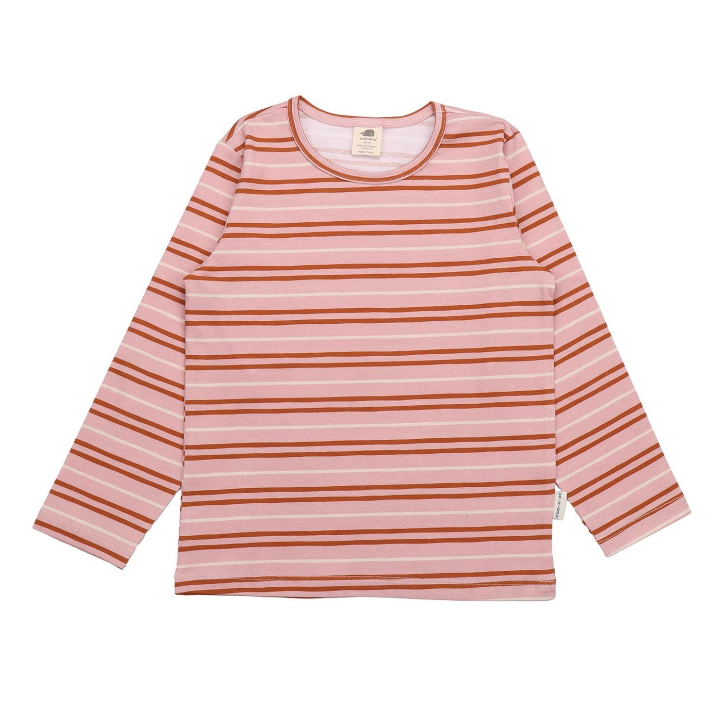 Langarmshirt Walkiddy mit Rose Streifen aus Bio Baumwolle