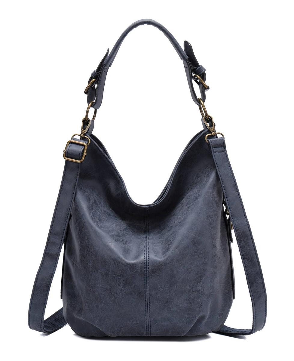 ITALYSHOP24 Schultertasche DAMEN SHOPPER Hobo Bag Umhängetasche Handtasche City Bag Cross-Over (Spar-Set: Henkel Tasche mit Schultergurt, Workbag Leder Optik, 2-tlg., mit Henkel und Schultergurt), Damentasche Freizeit Abend Leder Optik Henkeltasche Reise Crossbody