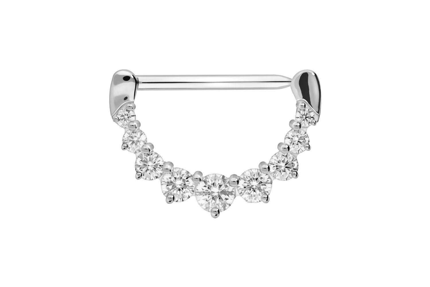 PIERCINGLINE Brustwarzenpiercing Chirurgenstahl Nippelpiercing Clicker 9 KRISTALLE (Clicker, 1-tlg), Brust-, Nippel-Piercing, Chirurgenstahl