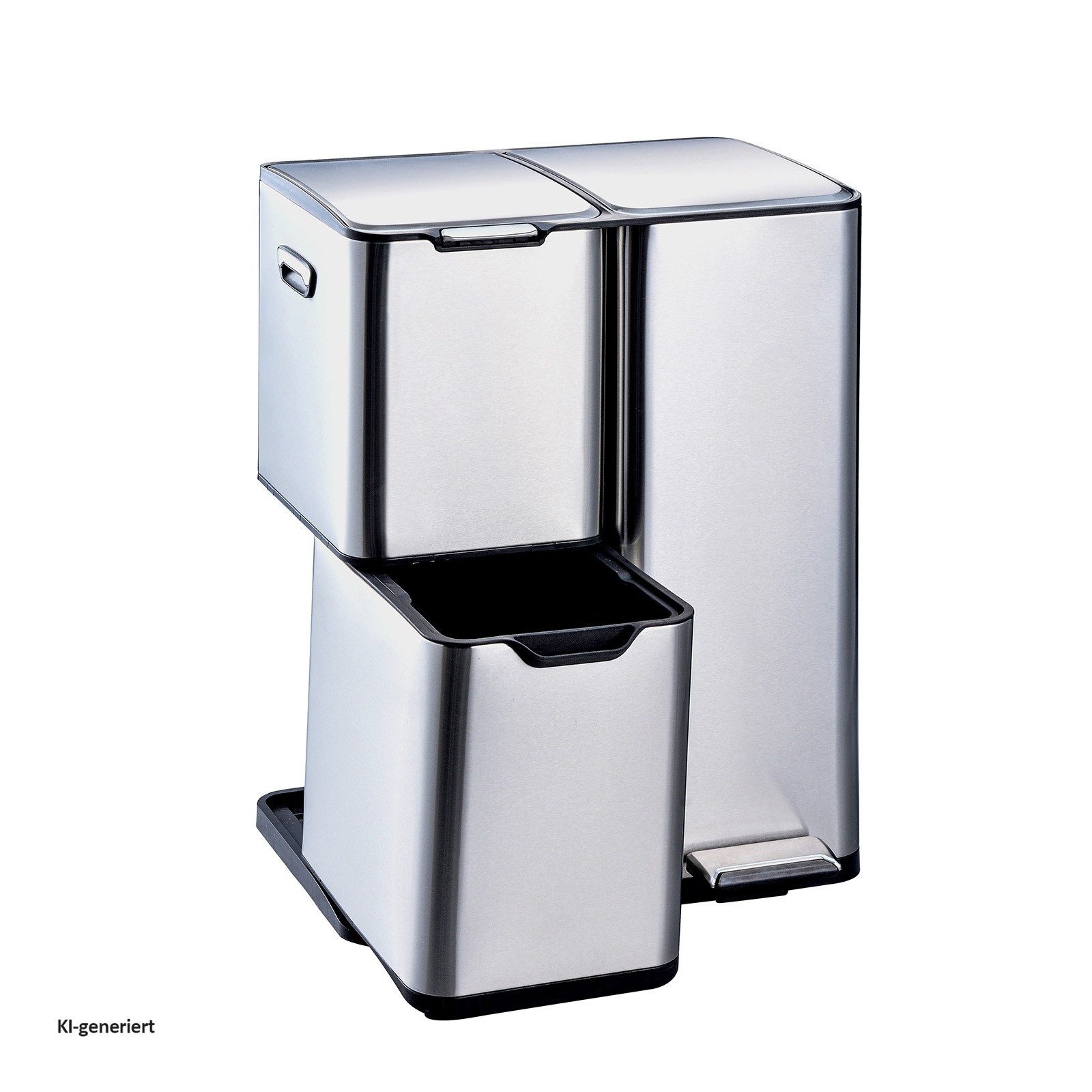 HTI-Living Mülltrennsystem Mülltrennsystem Jannik 60 Liter Silber, Mülleimer Edelstahl mit 3 Behältern